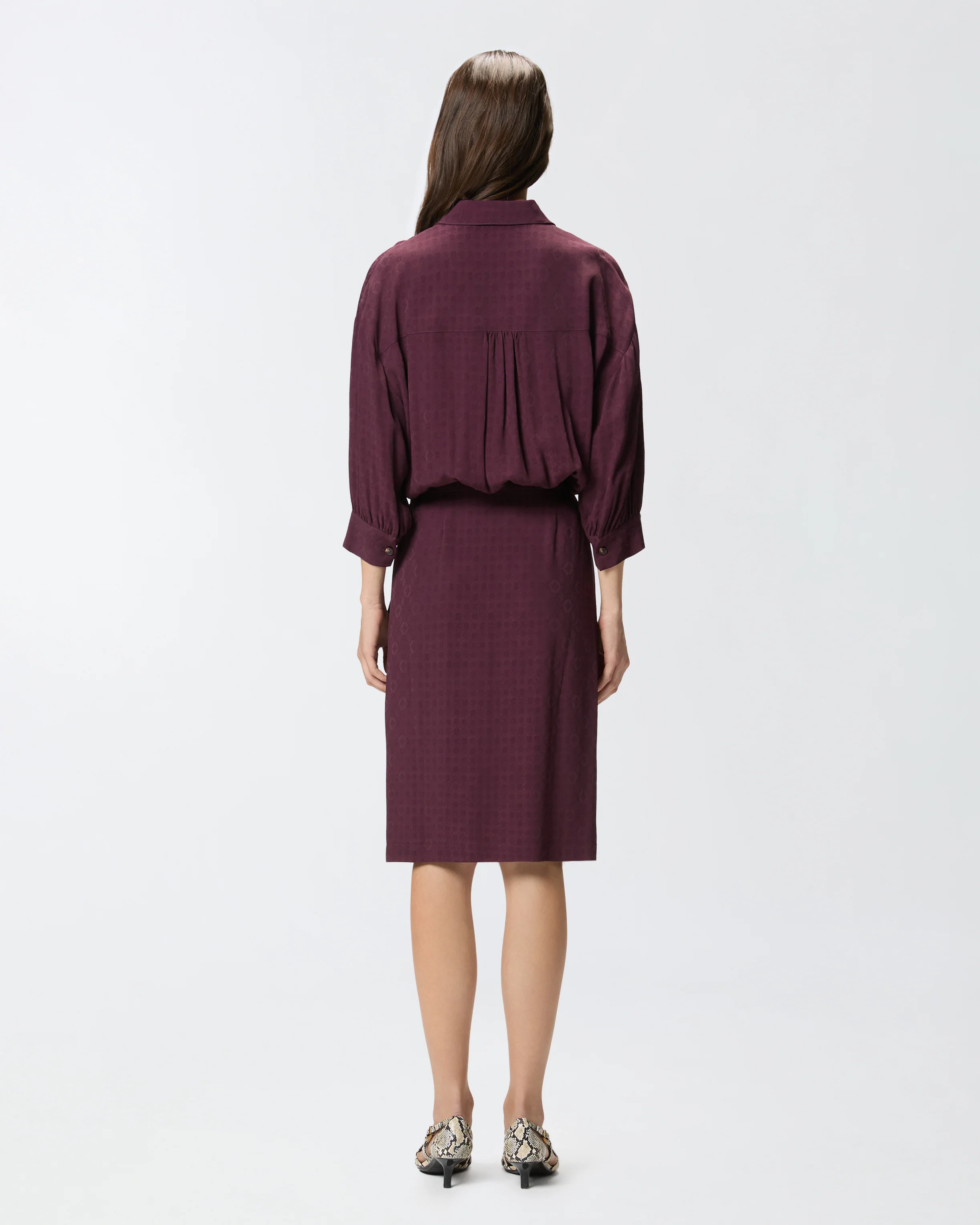 Abito midi con parte superiore a camicia e cintura - Image 3