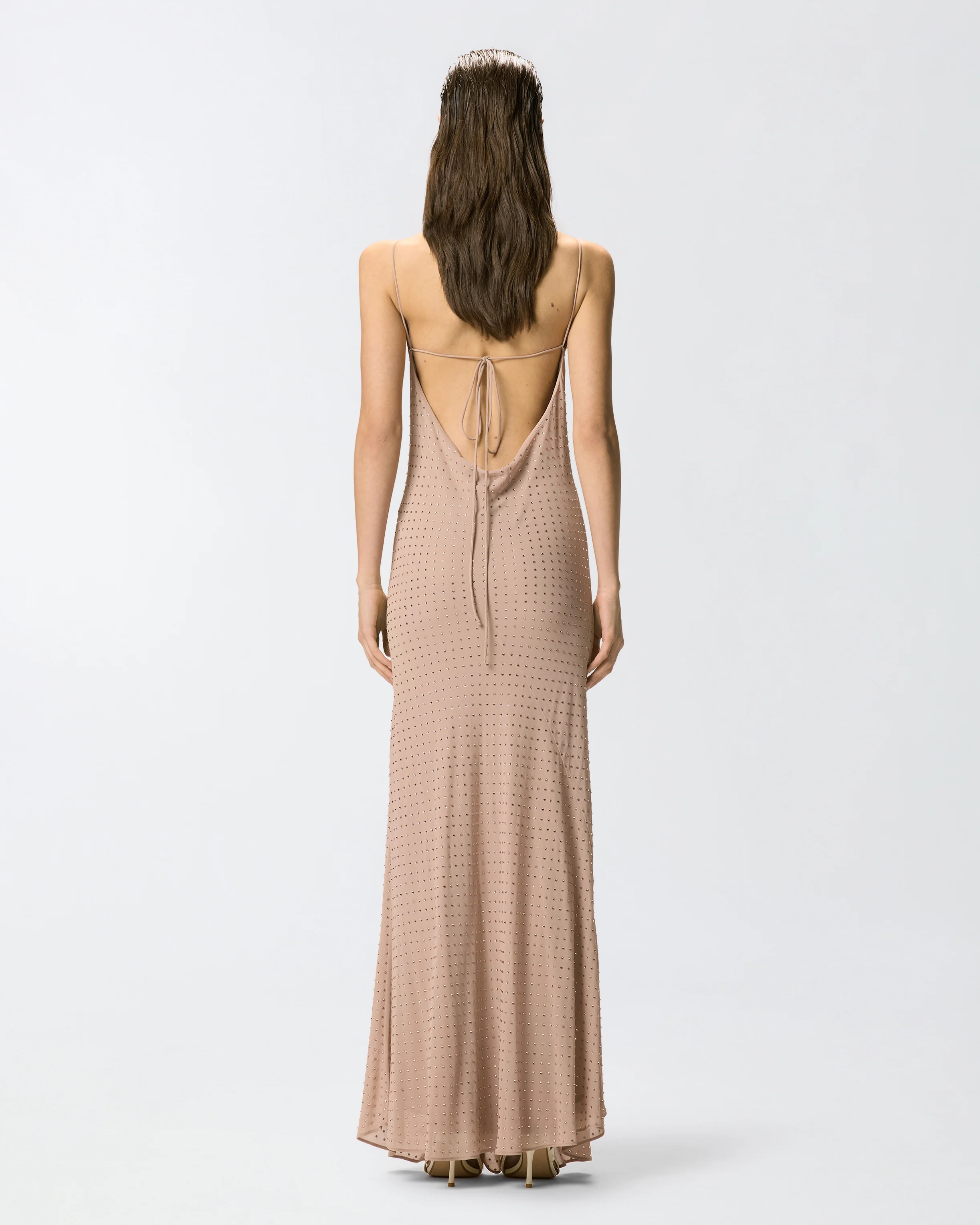 Abito slipdress lungo con strass - Image 3