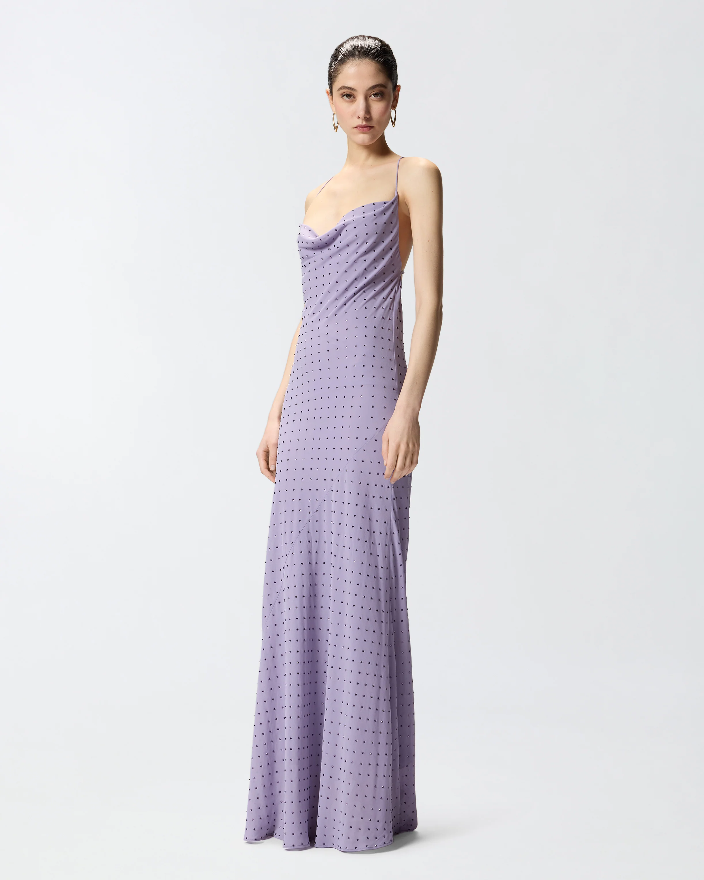 Abito slipdress lungo con strass - Image 2