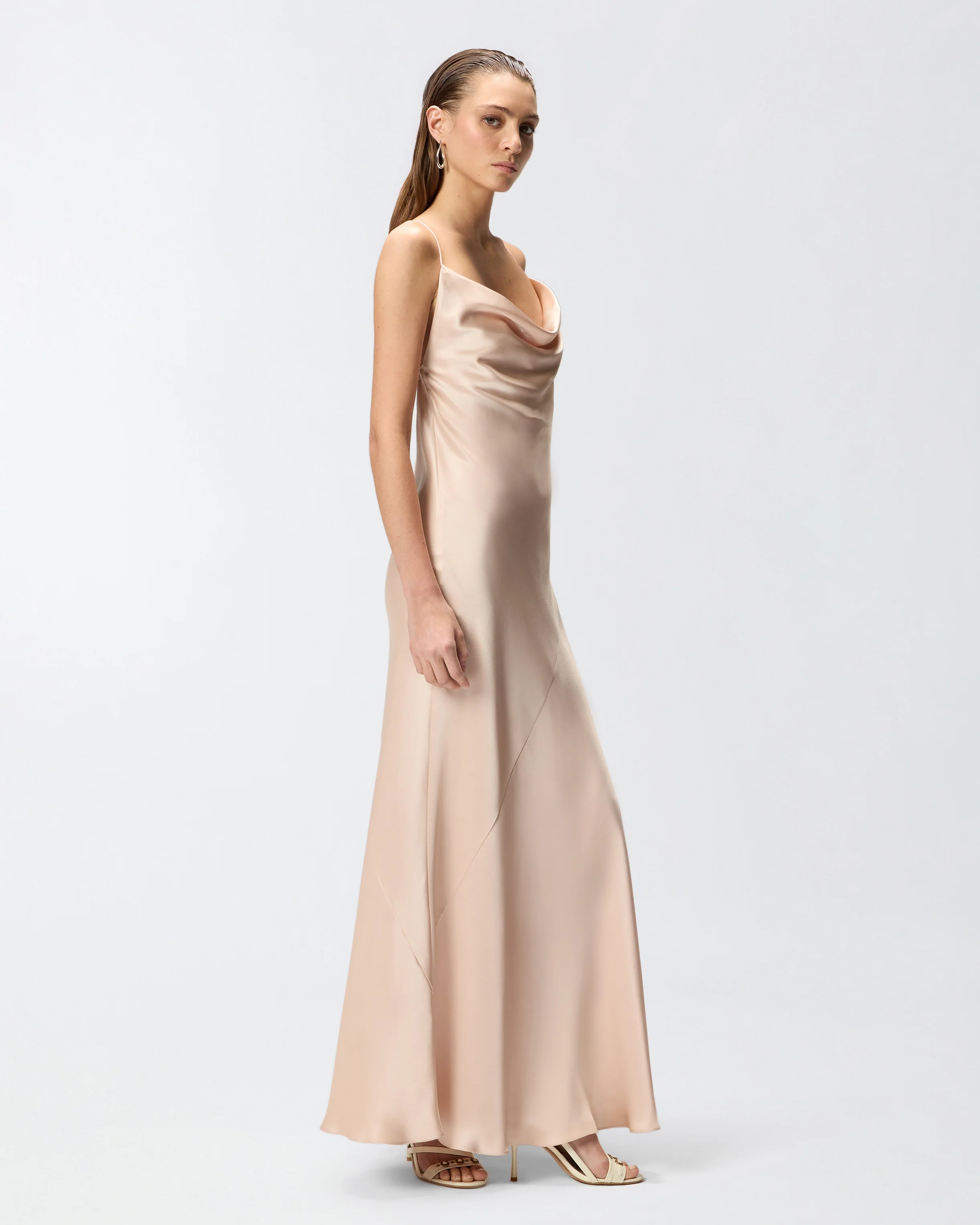Abito slipdress lungo in satin - Image 2