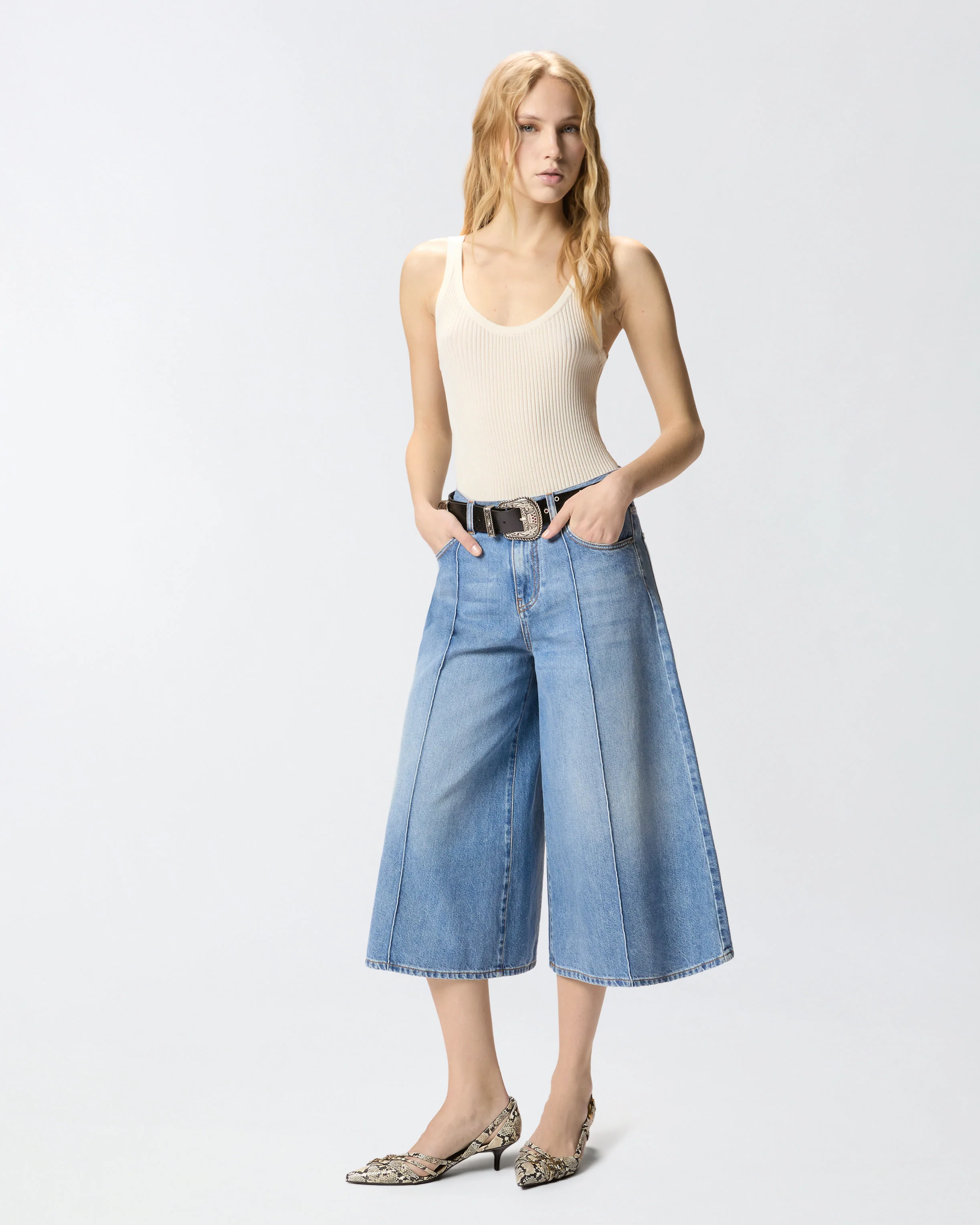 Bermuda wide leg in denim