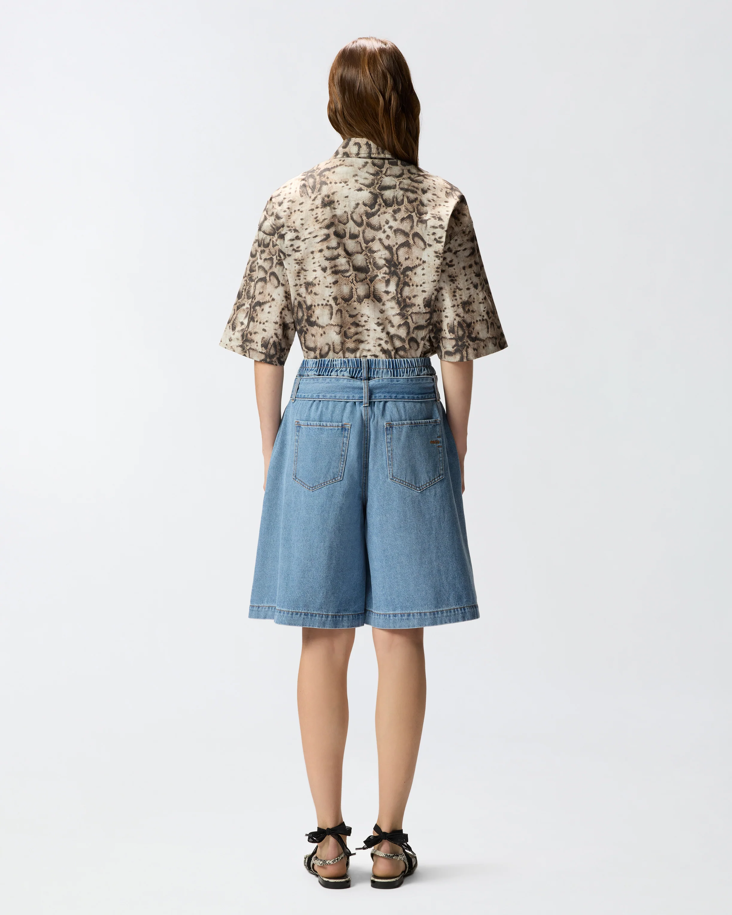 Bermuda wide leg in denim con cintura - Image 3