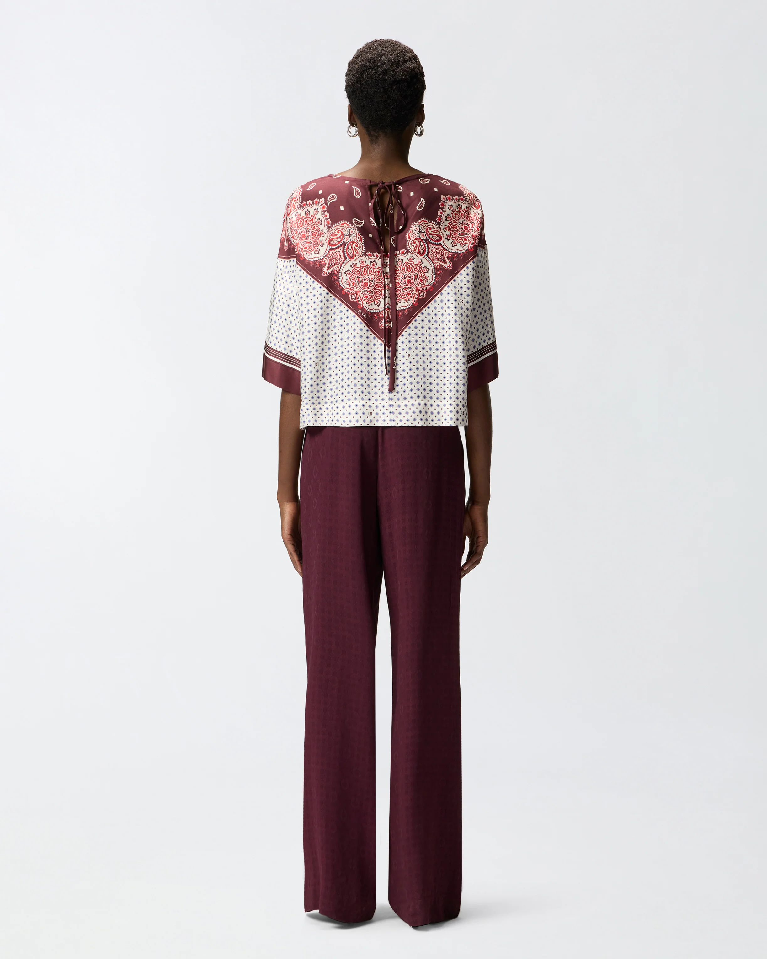 Blusa con motivo cravatteria e stampa piazzata - Image 3