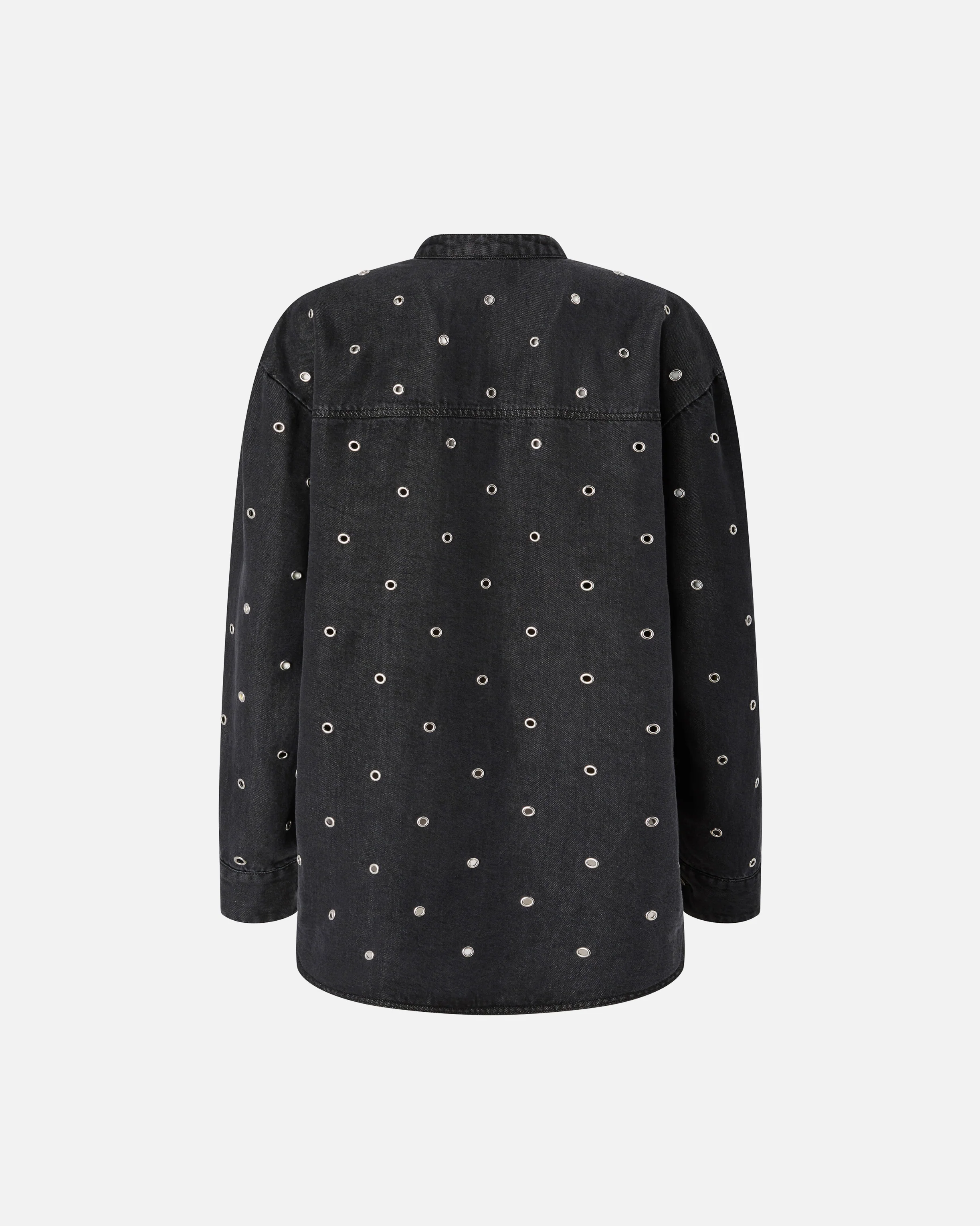 Blusa in denim scuro con occhielli - Image 6