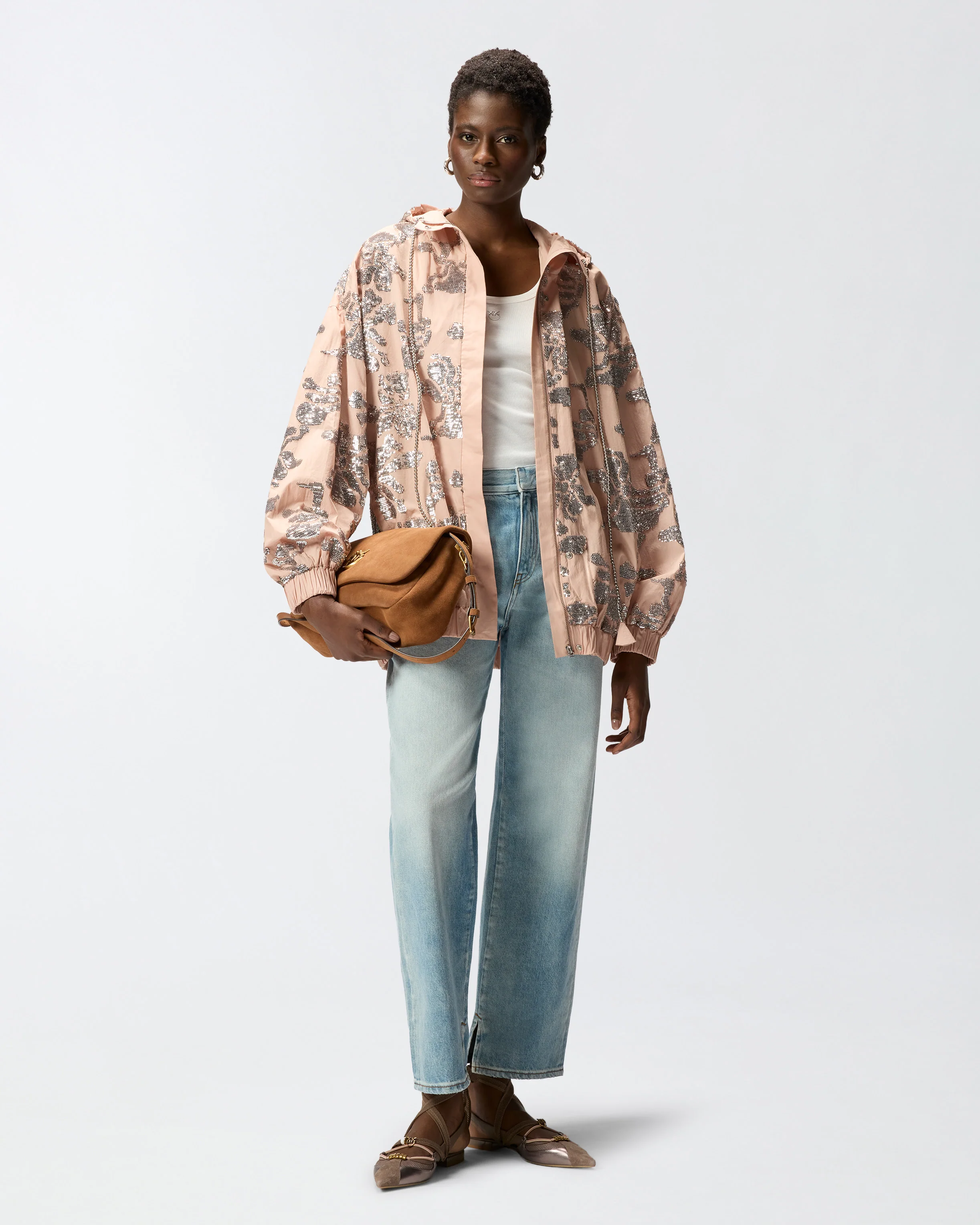 Bomber con ricamo floreale in paillettes - Image 2