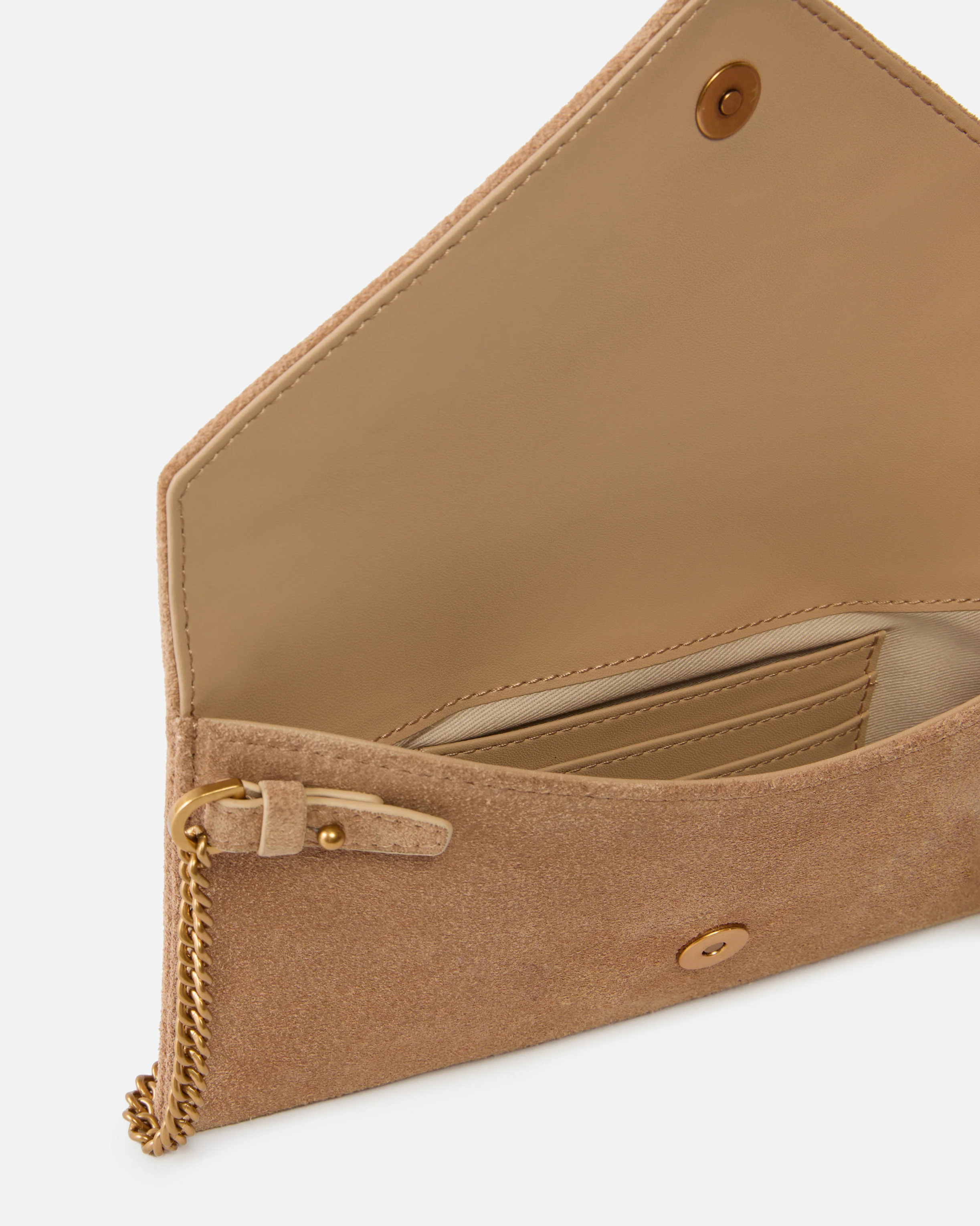 Borsa a bustina piccola in suede con borchie e tracolla - Image 4