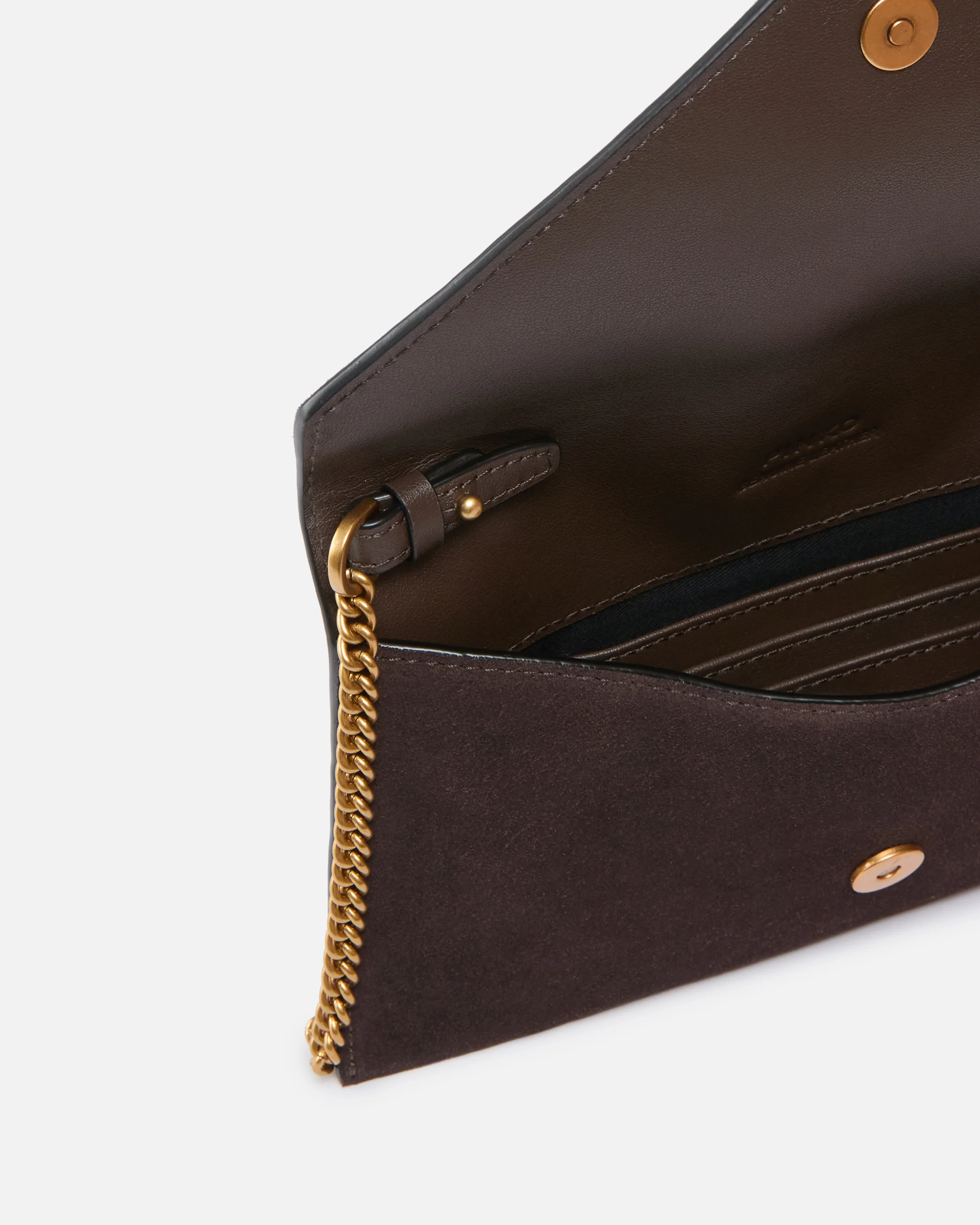Borsa a bustina piccola in suede con borchie e tracolla - Image 4