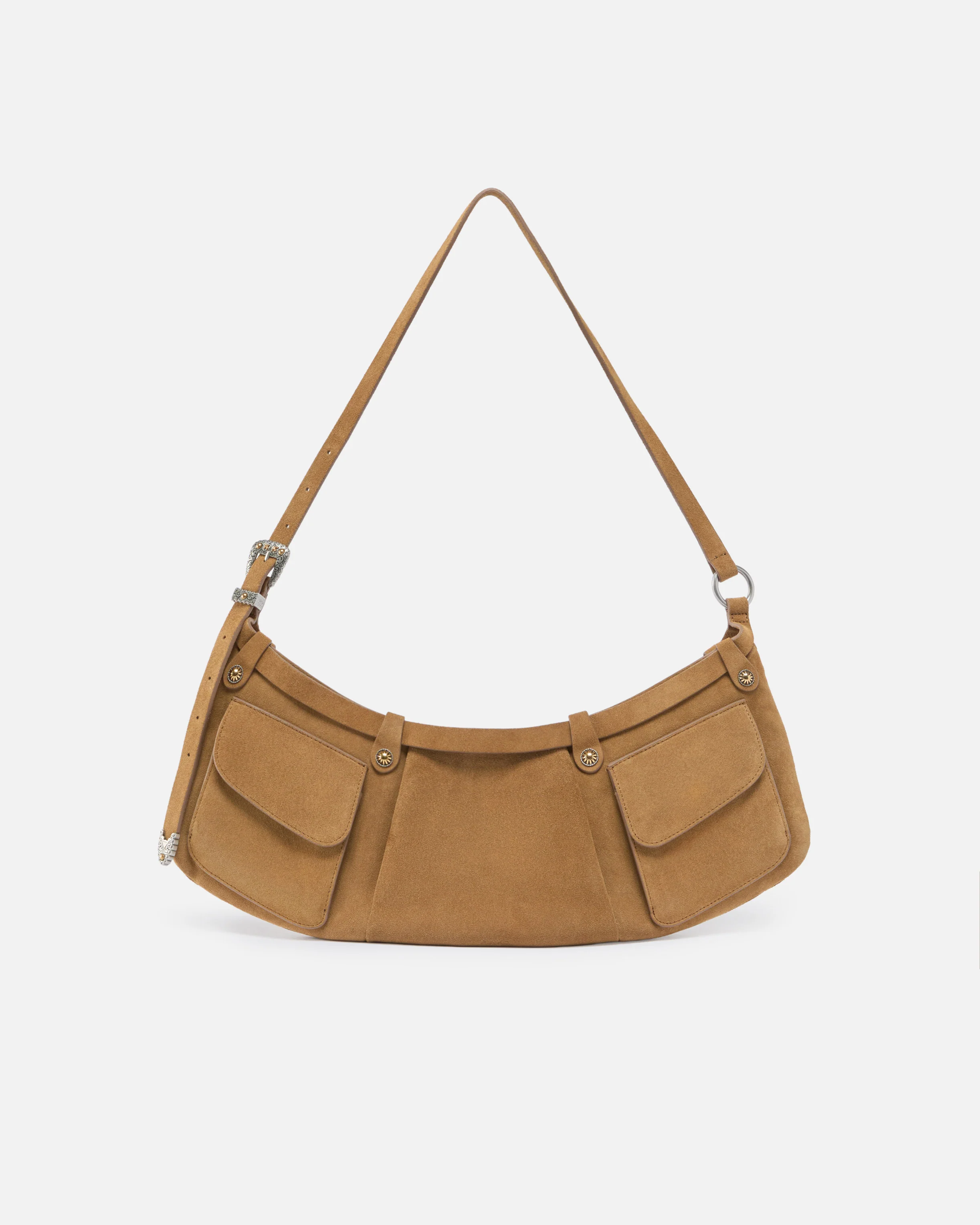 Borsa a spalla grande Pocket Body Bag in suede con tasche