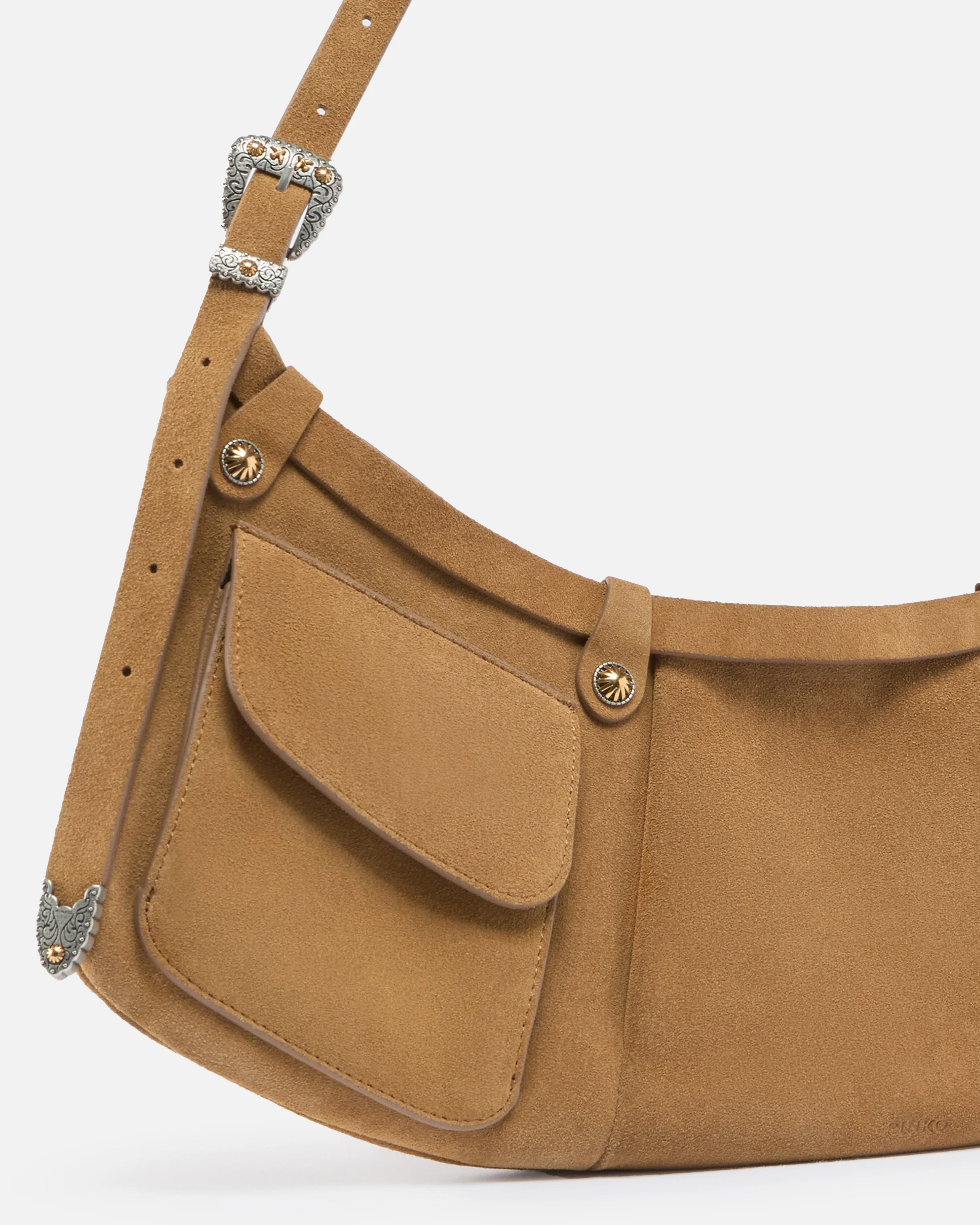 Borsa a spalla grande Pocket Body Bag in suede con tasche - Image 3