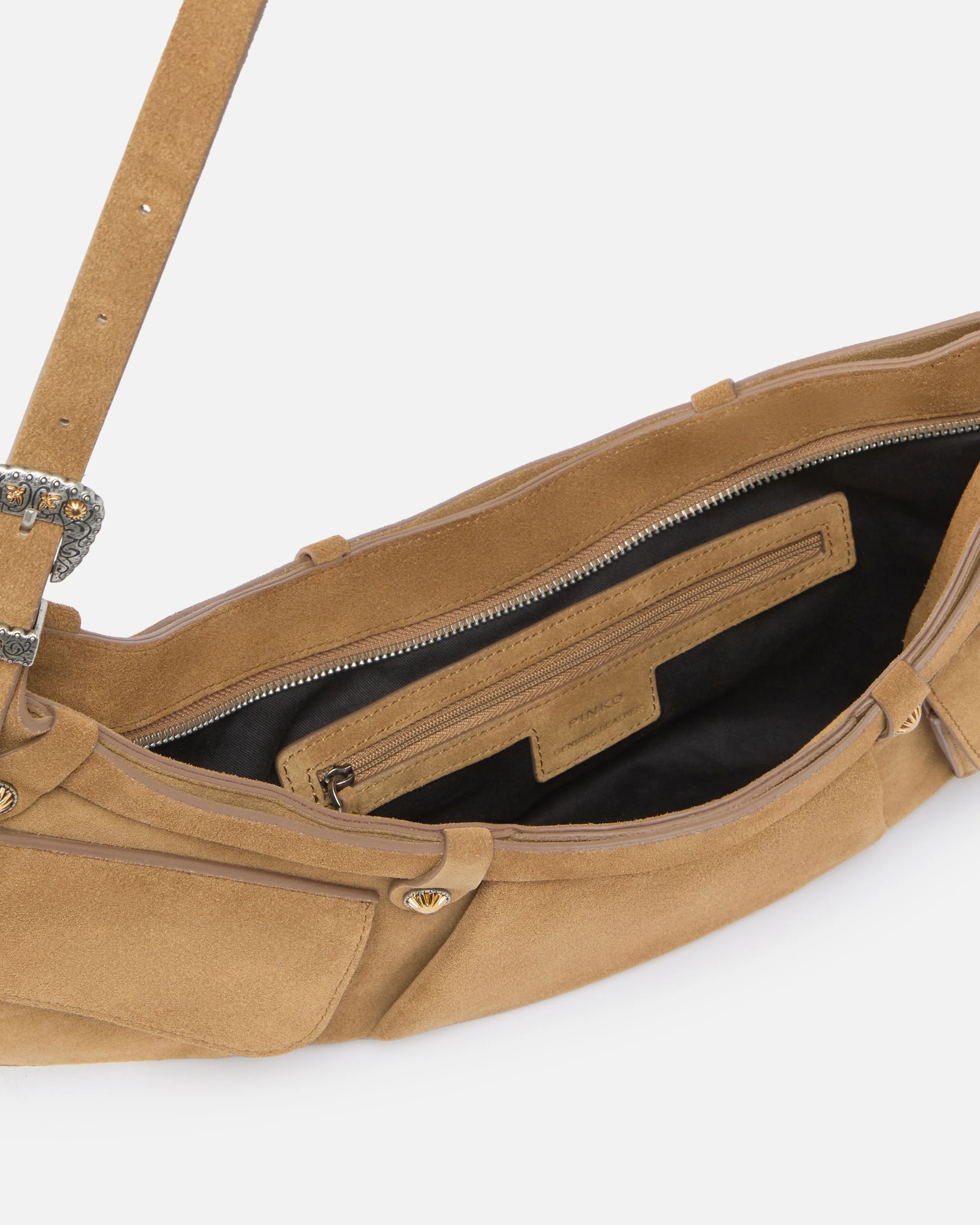Borsa a spalla grande Pocket Body Bag in suede con tasche - Image 4