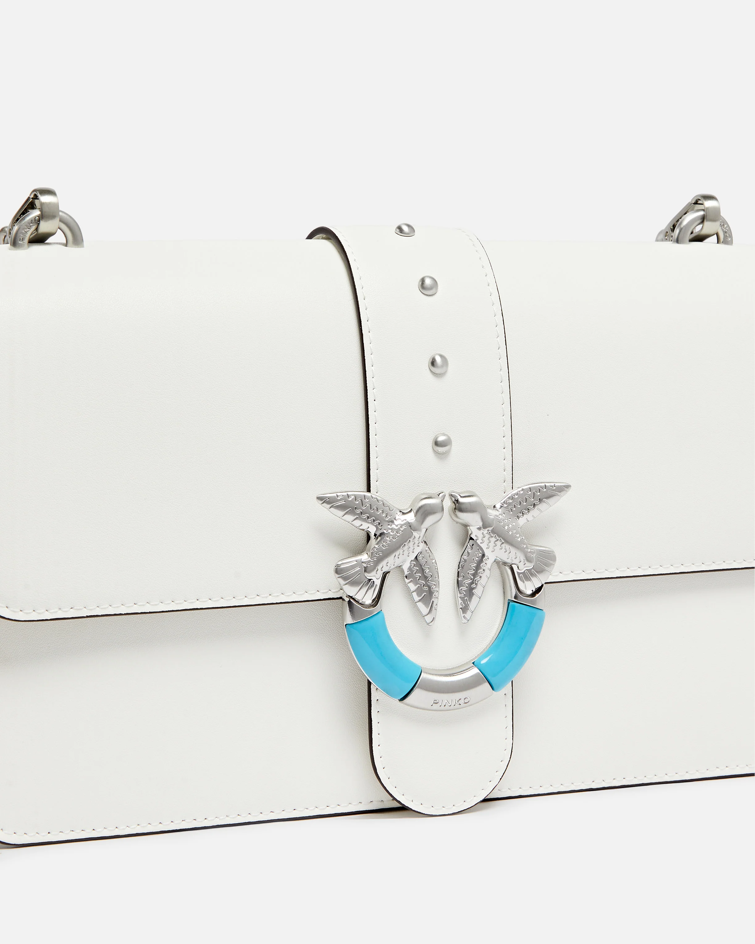 Borsa a spalla media Love Bag One in pelle con fibbia turchese - Image 3