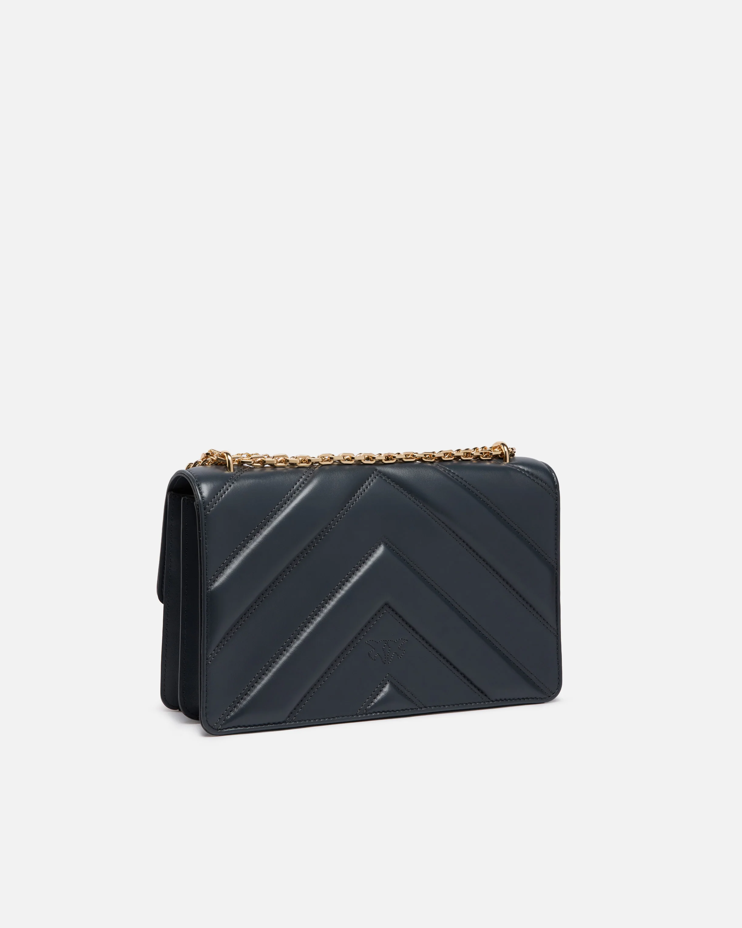 Borsa a spalla media Love Bag One in pelle e nappa chevron con tripla catena - Image 2