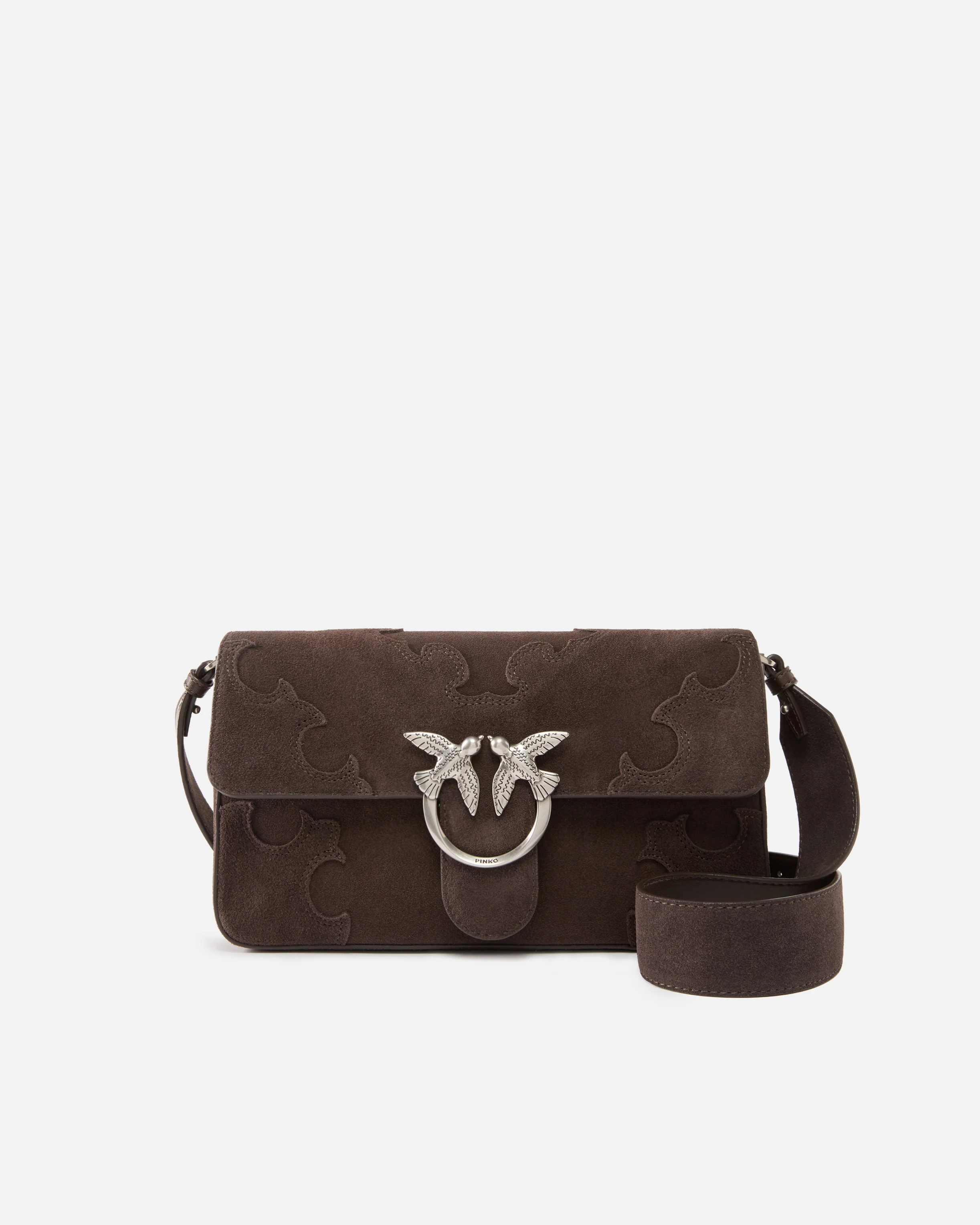 Borsa a spalla media Love Bag One Slouchy in suede con intarsi