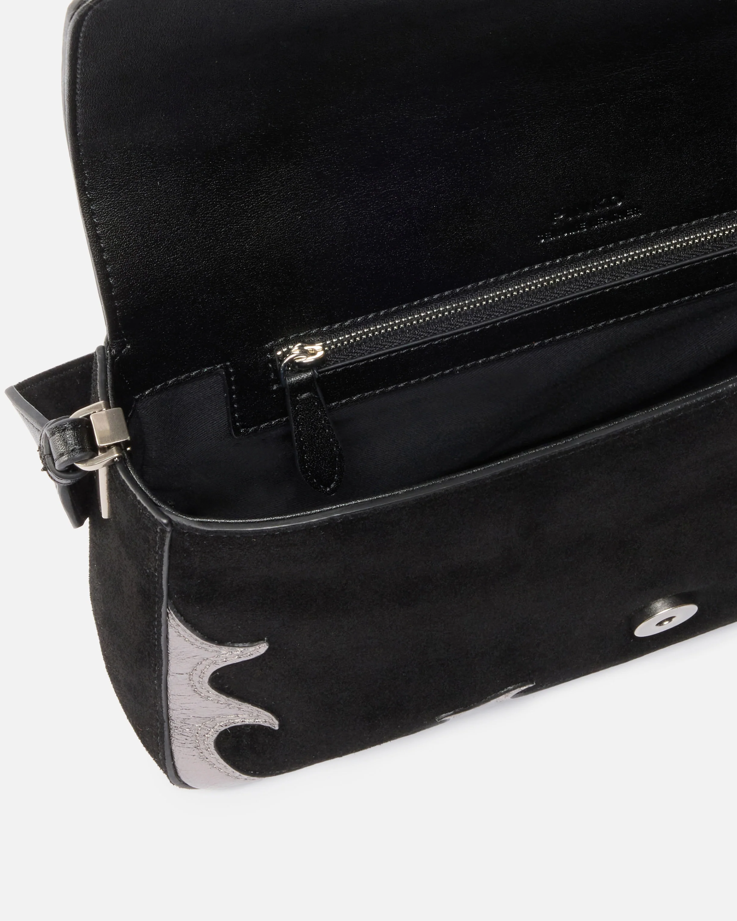 Borsa a spalla media Love Bag One Slouchy in suede con intarsi - Image 4