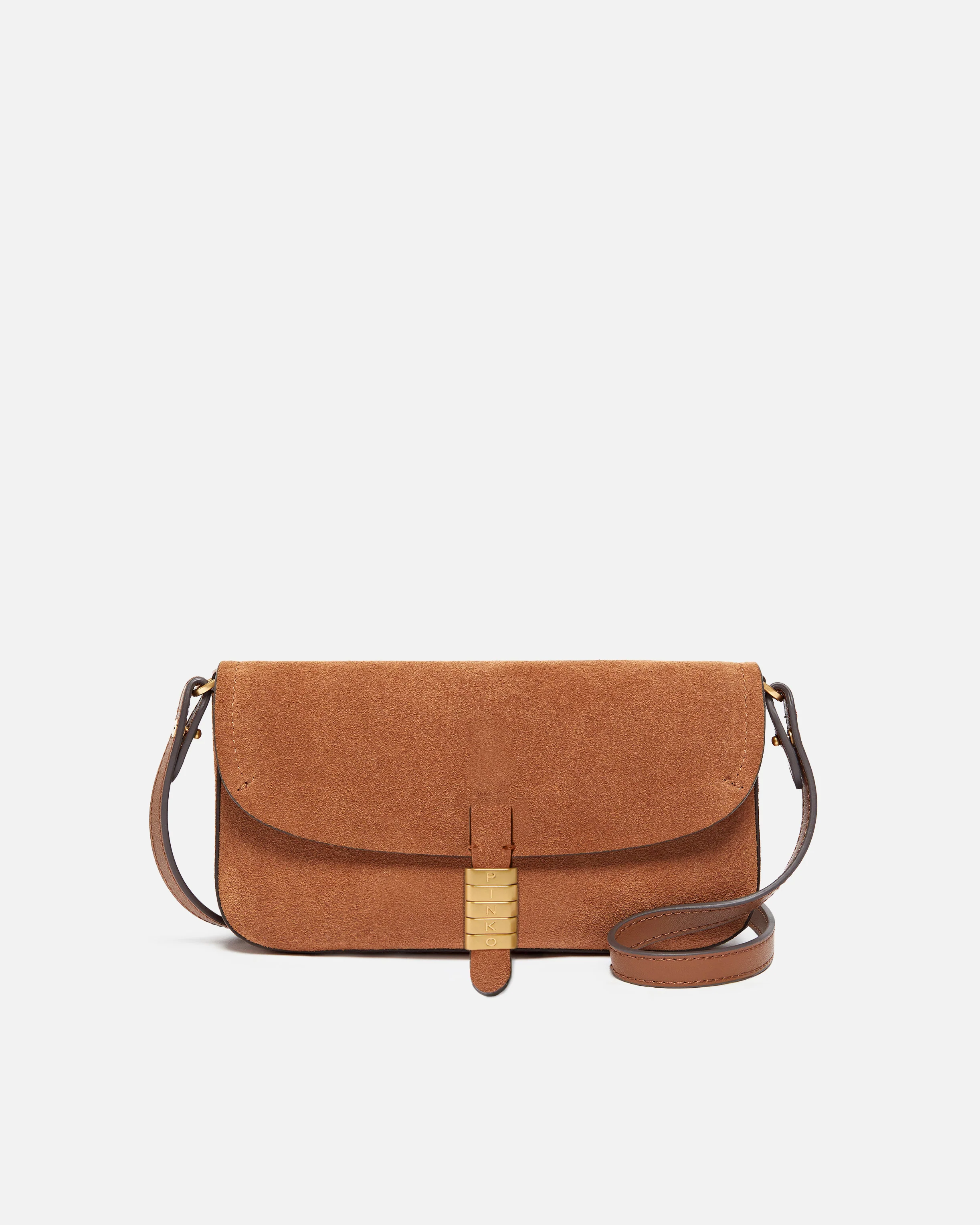 Borsa a spalla media Saddle Flat in suede