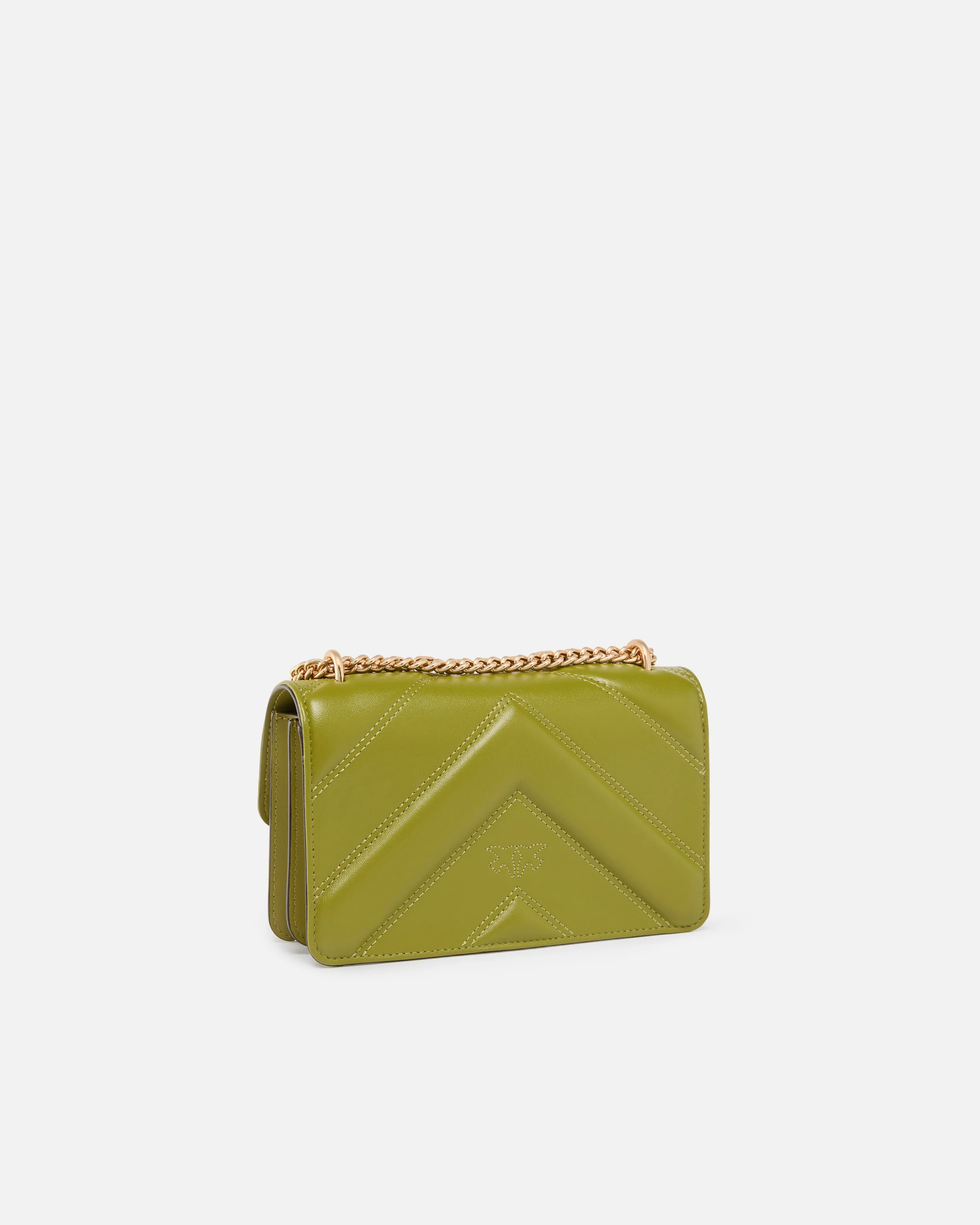 Borsa a spalla Mini Love Bag One in pelle e nappa chevron con tripla catena - Image 2