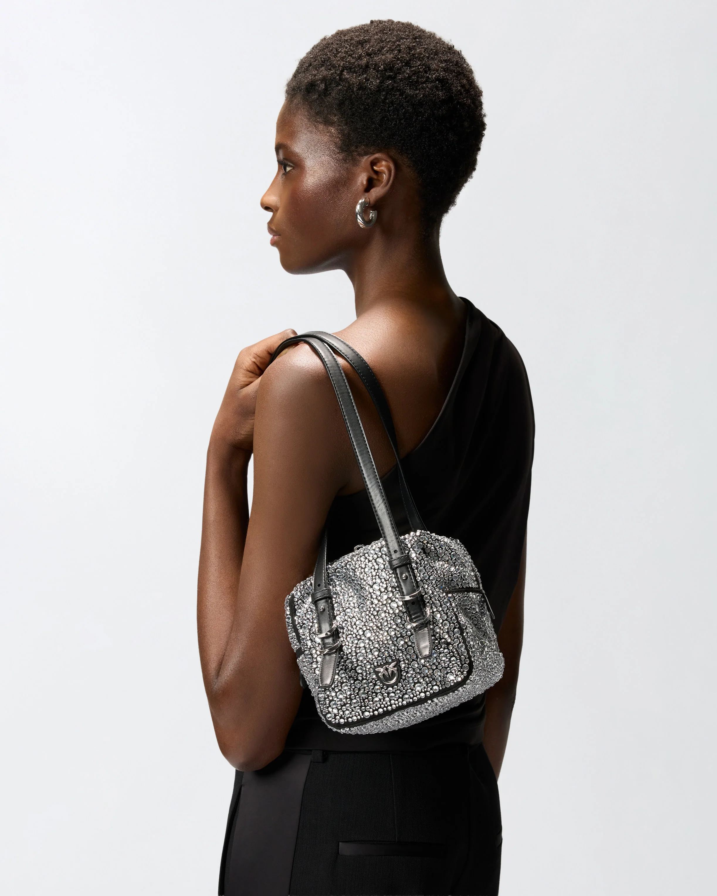 Borsa a tracolla piccola Cubic Bag full strass - Image 6