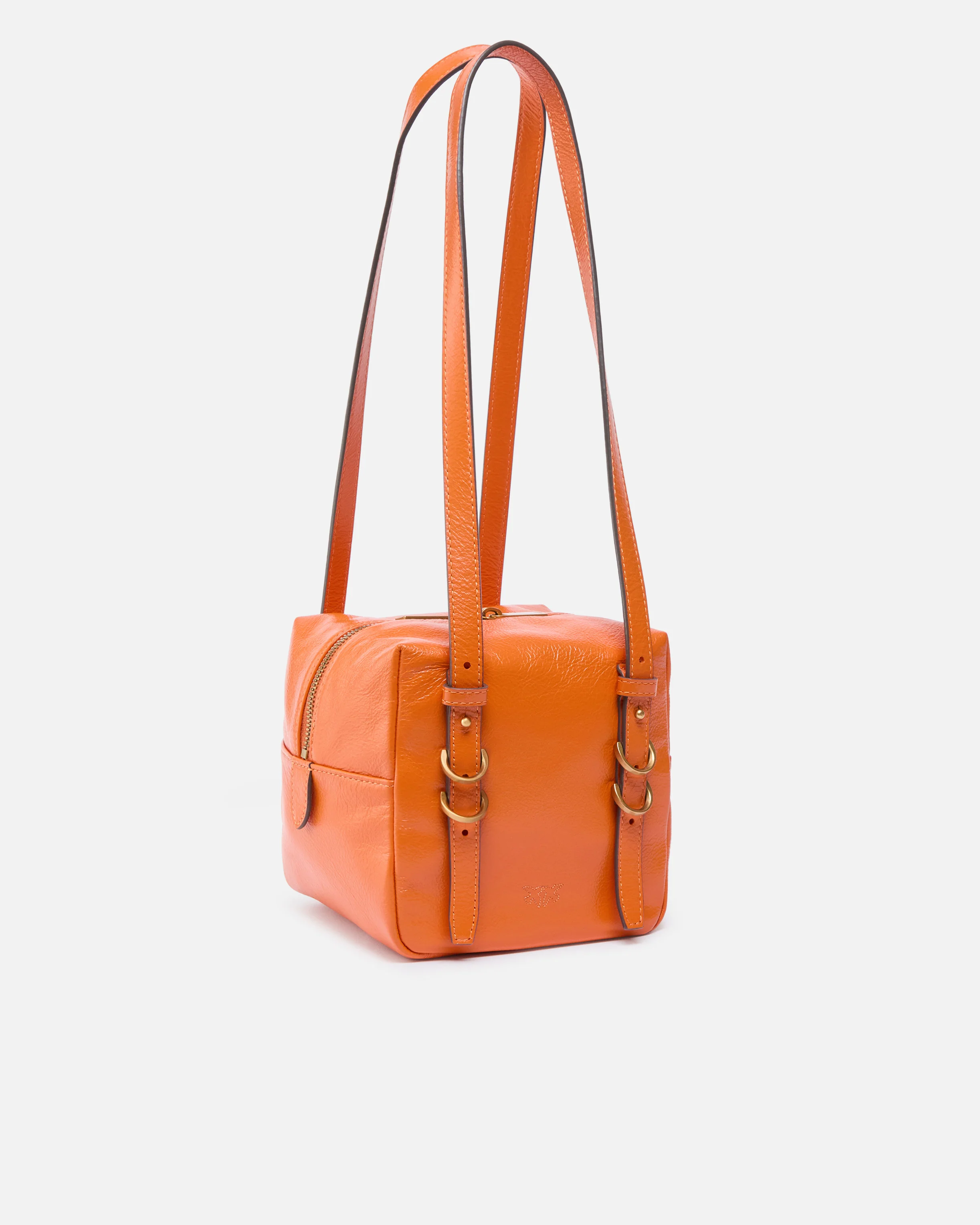 Borsa a tracolla piccola Cubic Bag in pelle shiny - Image 2
