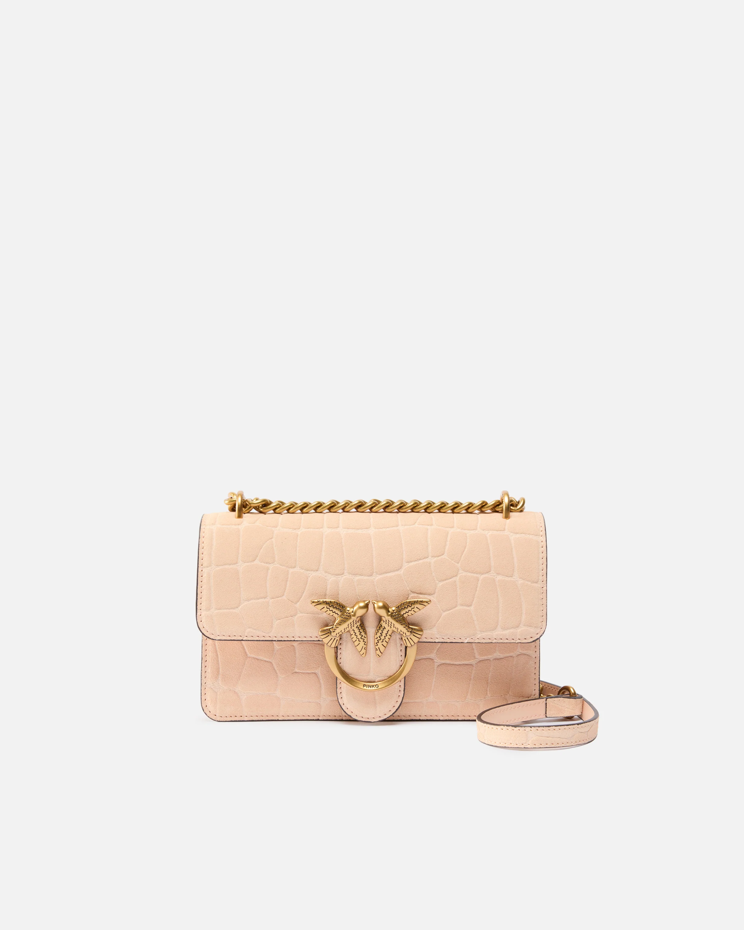 Borsa a tracolla piccola Mini Love Bag One in pelle stampa coccodrillo