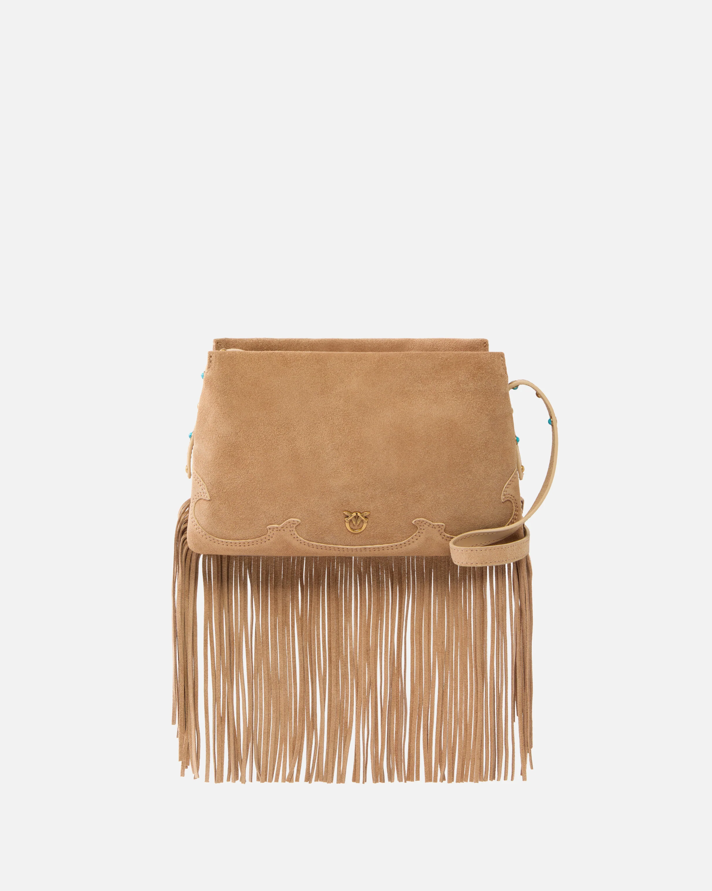 Borsa a tracolla piccola One, Two, Three Bag in suede con frange