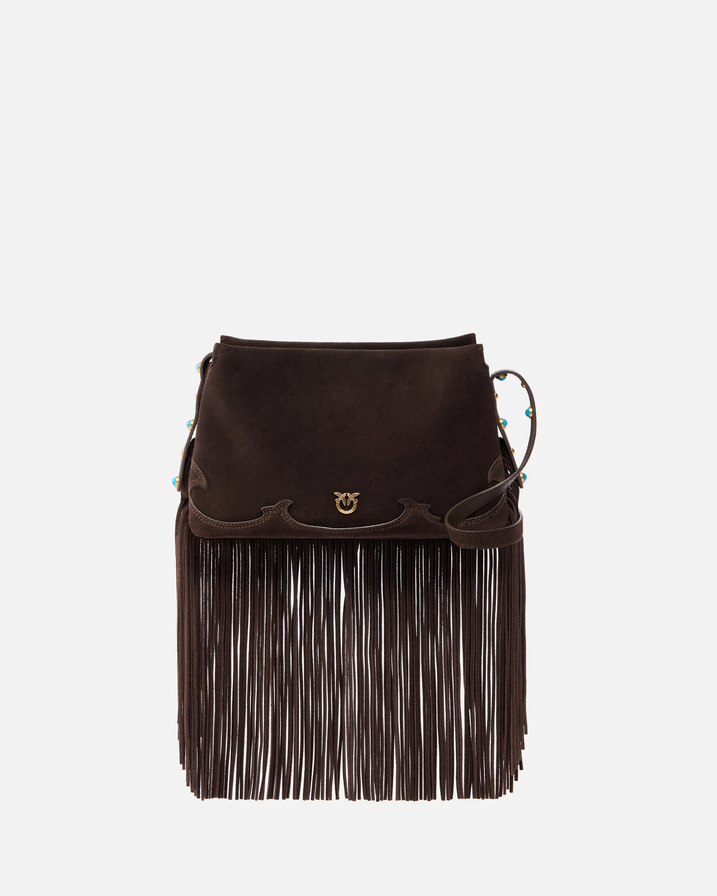 Borsa a tracolla piccola One, Two, Three Bag in suede con frange