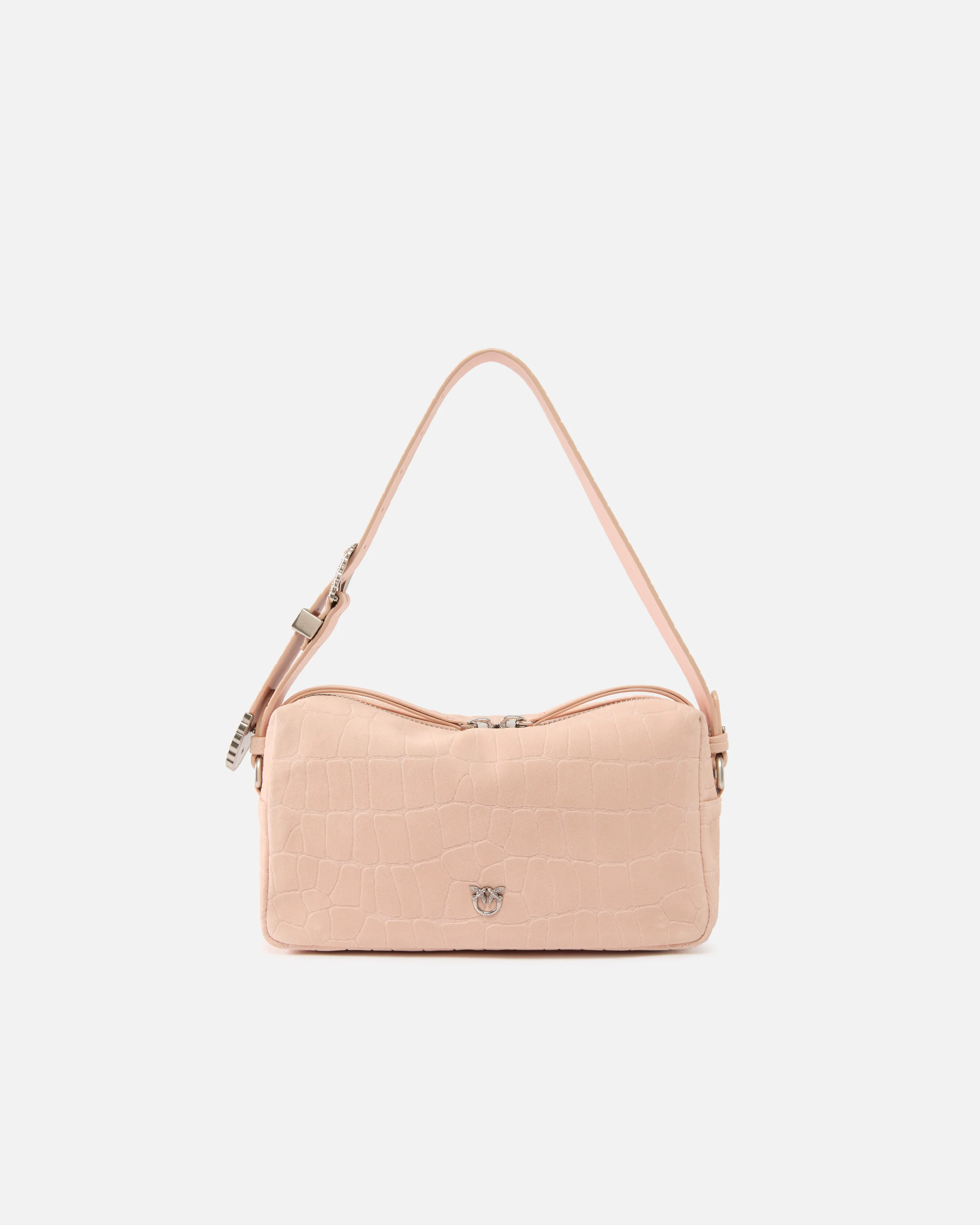 Borsa bauletto a tracolla media in pelle stampa coccodrillo
