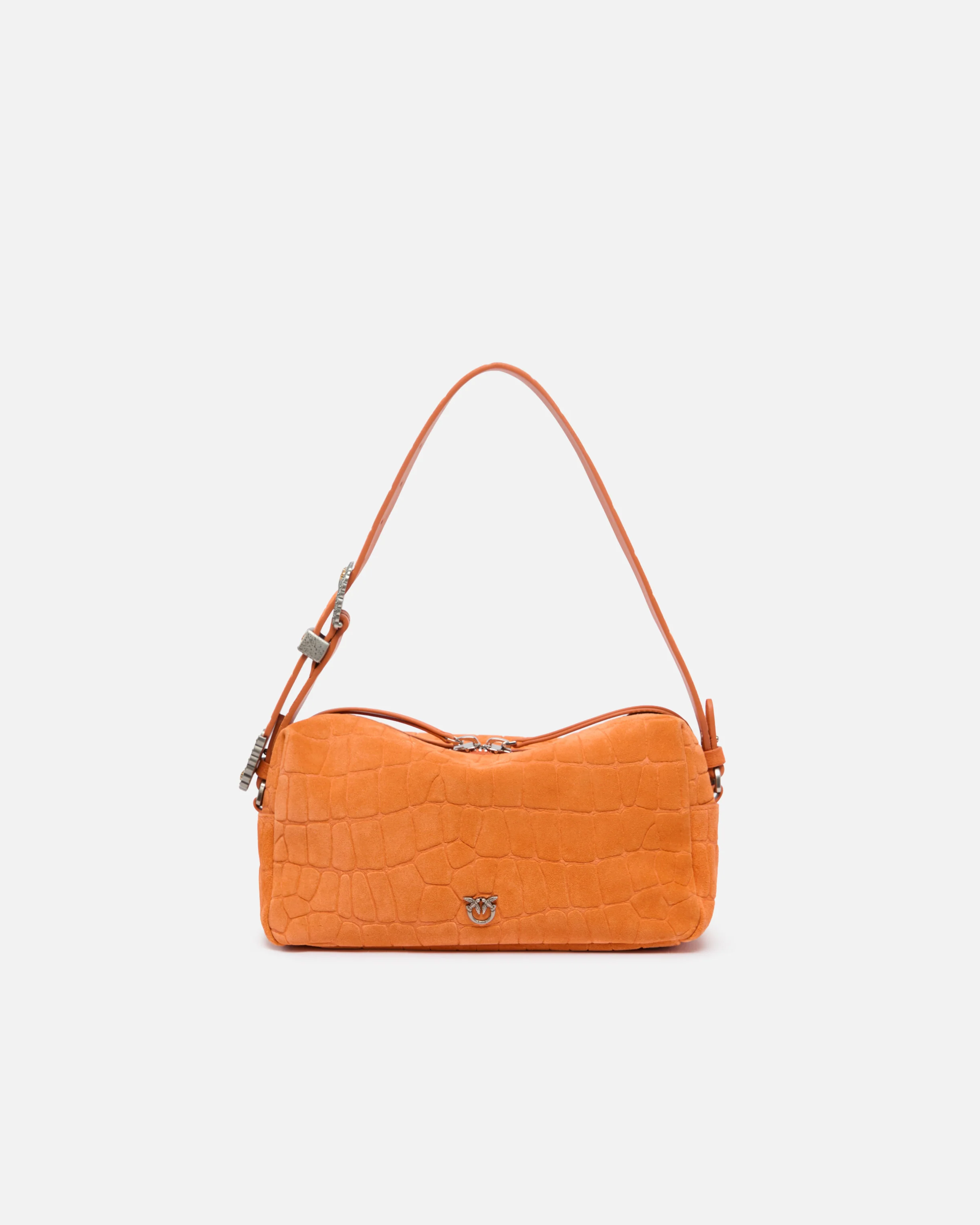 Borsa bauletto a tracolla media in pelle stampa coccodrillo