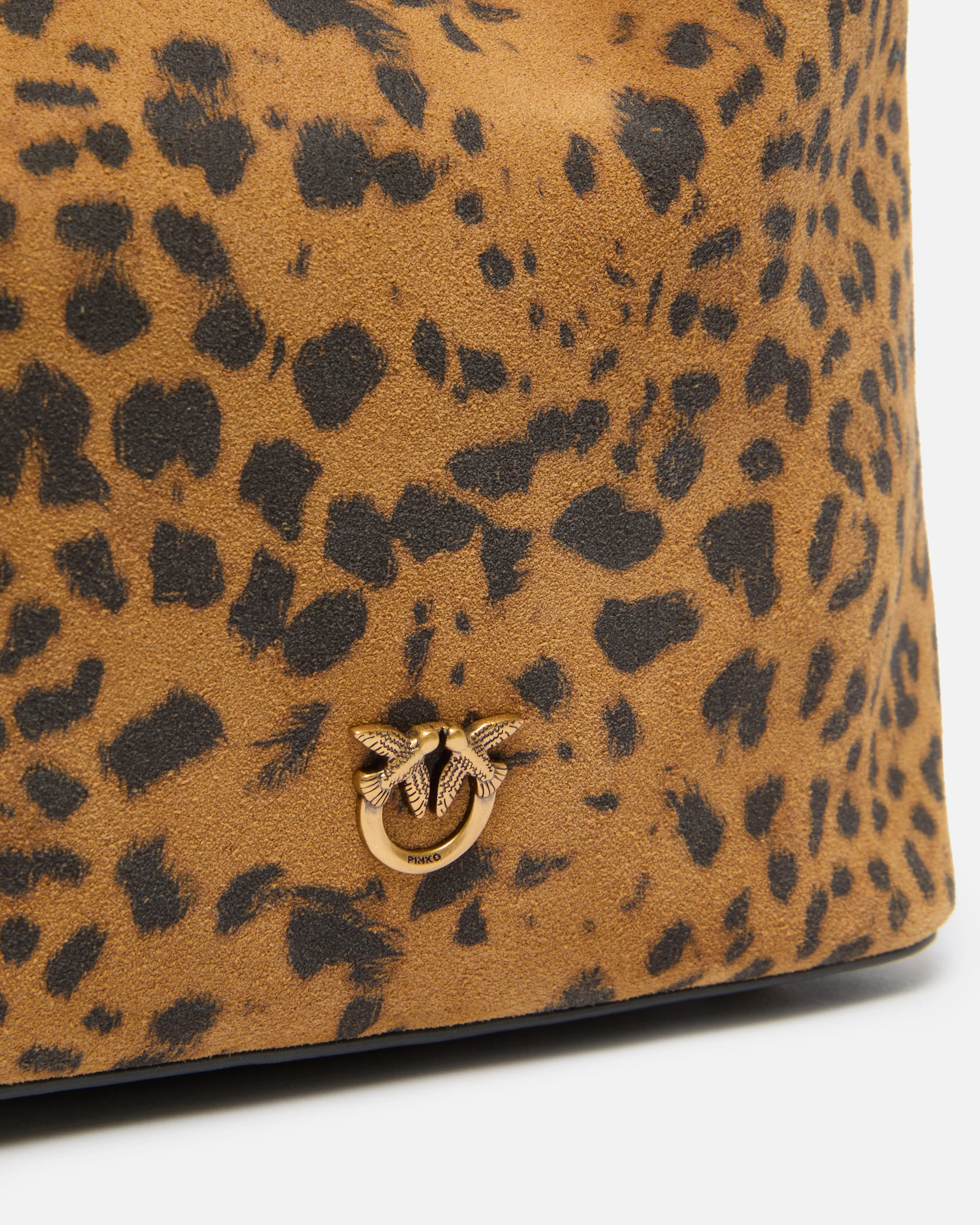 Borsa secchiello a tracolla piccola in suede leopardato - Image 3