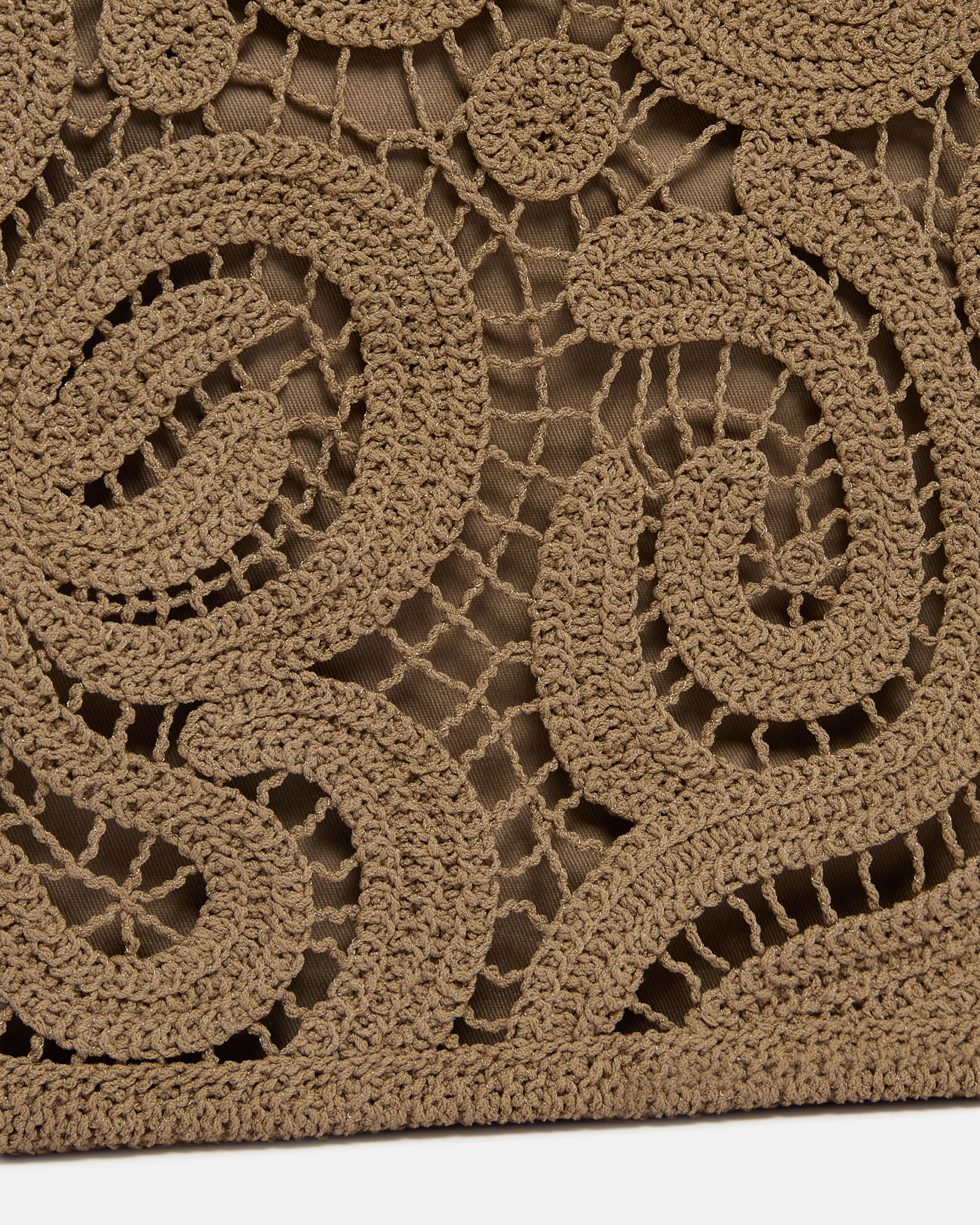 Borsa shopper media in tessuto crochet geometrico - Image 3