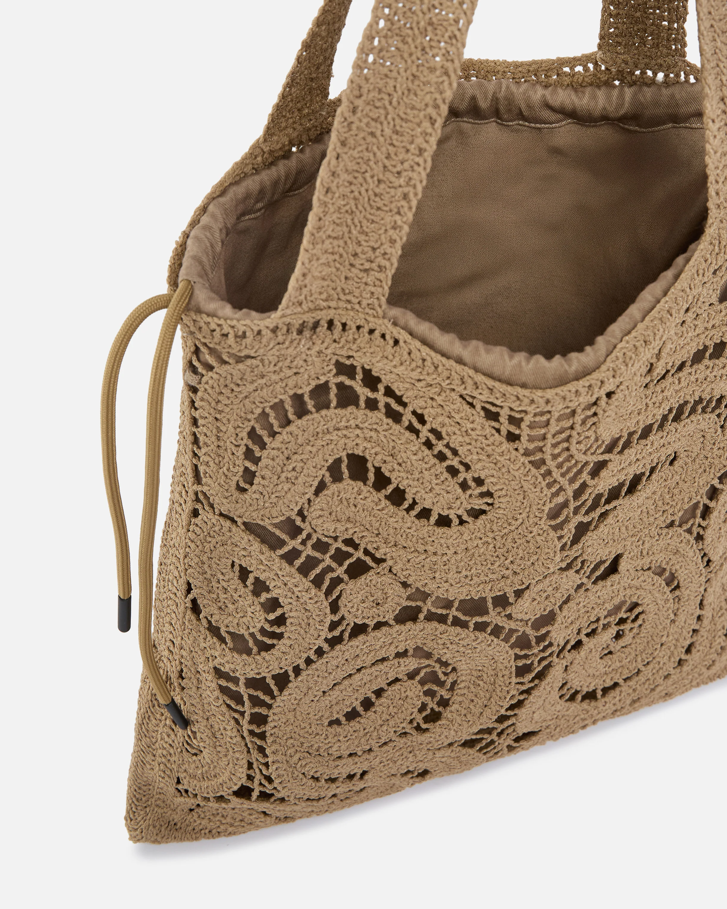 Borsa shopper media in tessuto crochet geometrico - Image 4