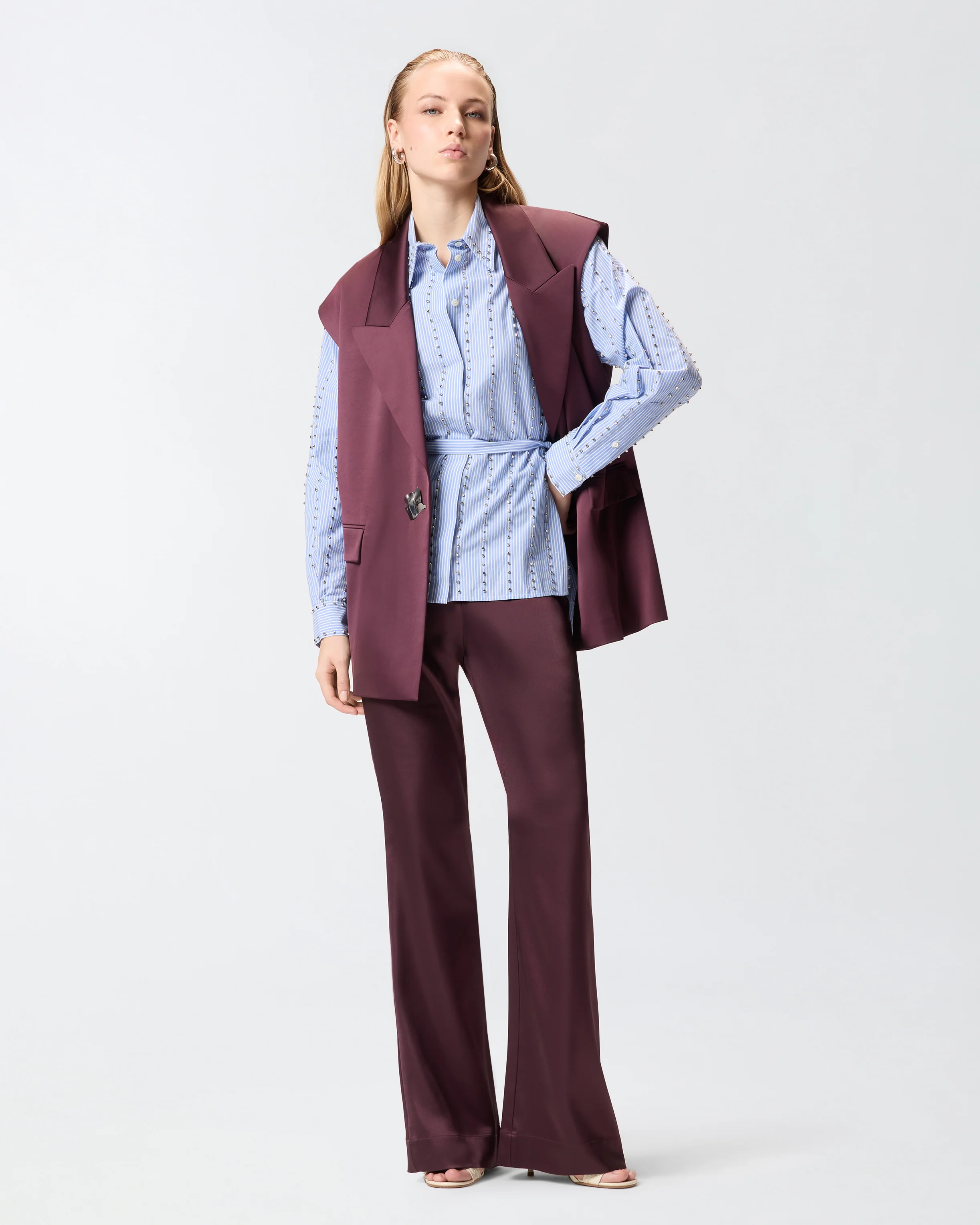 Camicia a righe con decorazione gioiello - Image 2