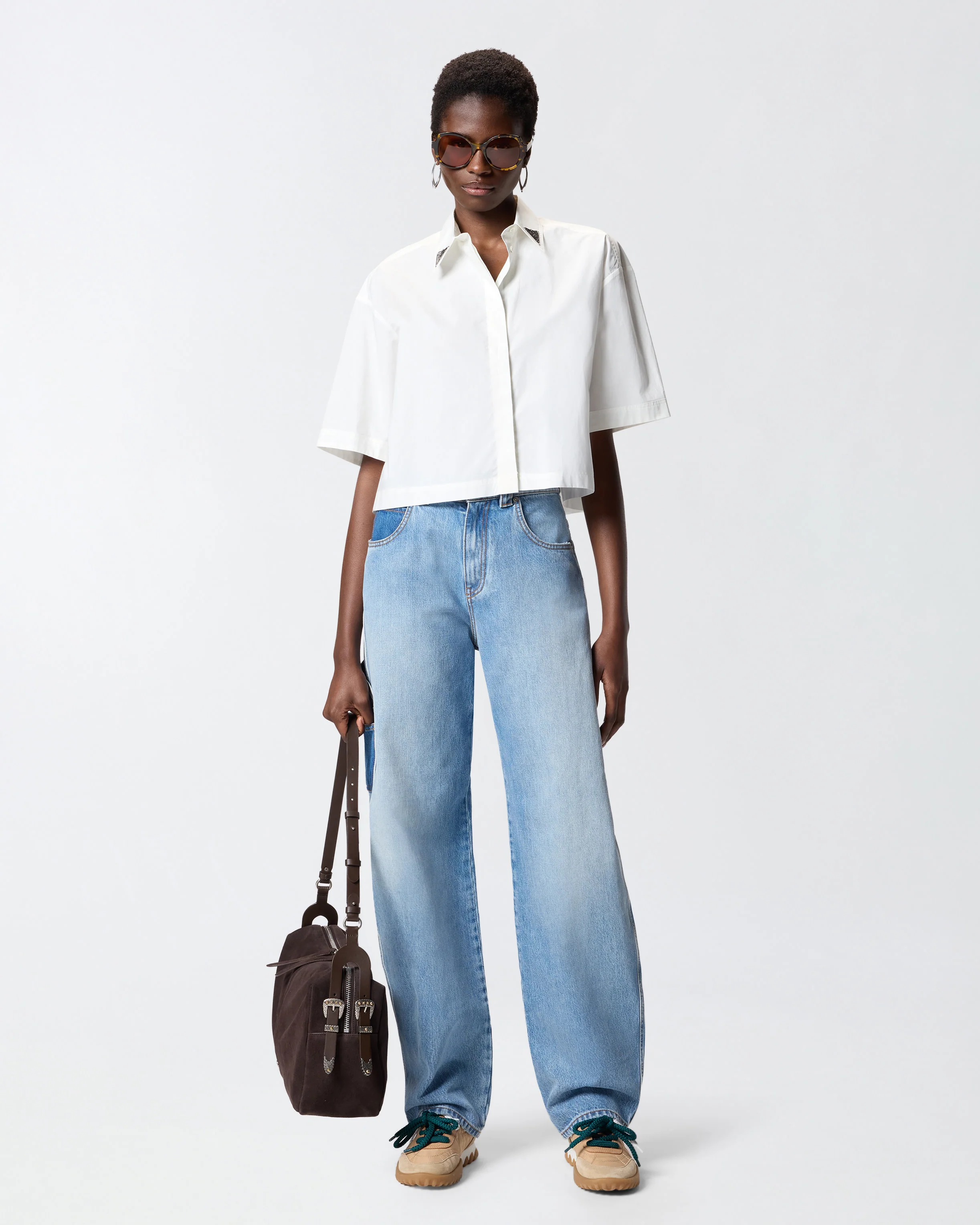 Camicia cropped con dettagli metallici - Image 2