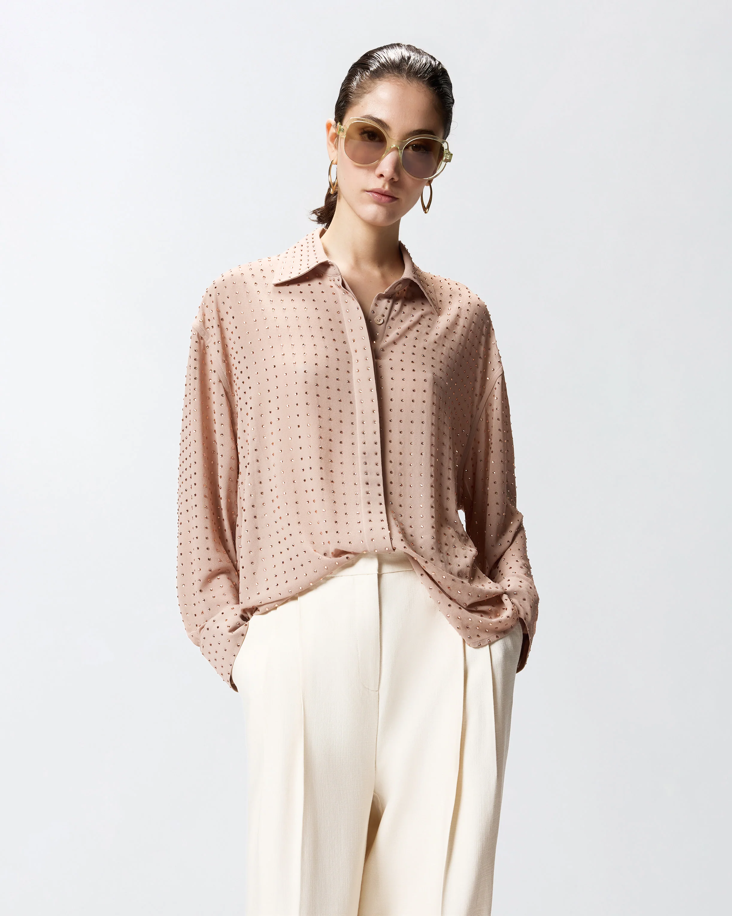 Camicia in georgette con strass