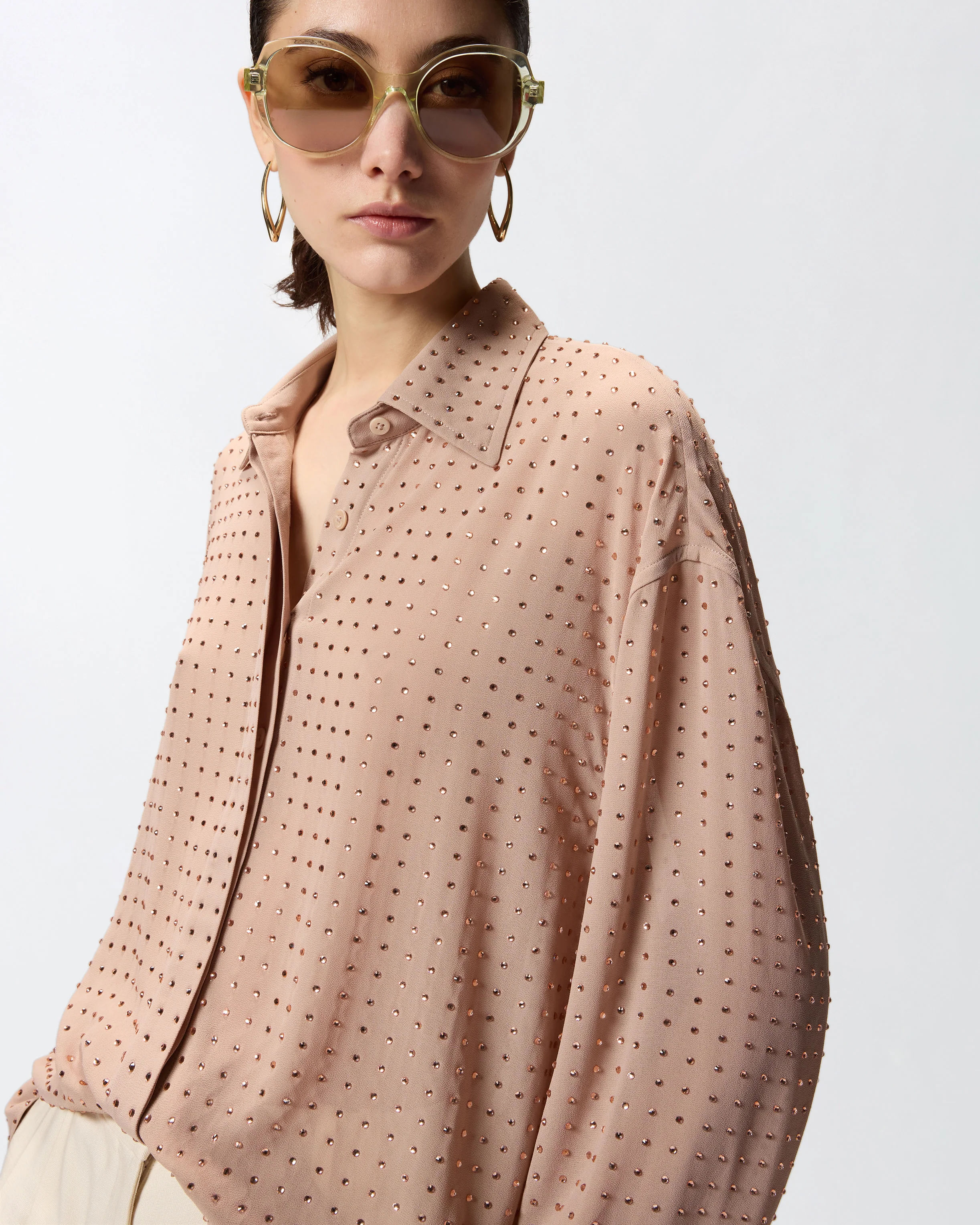 Camicia in georgette con strass - Image 4