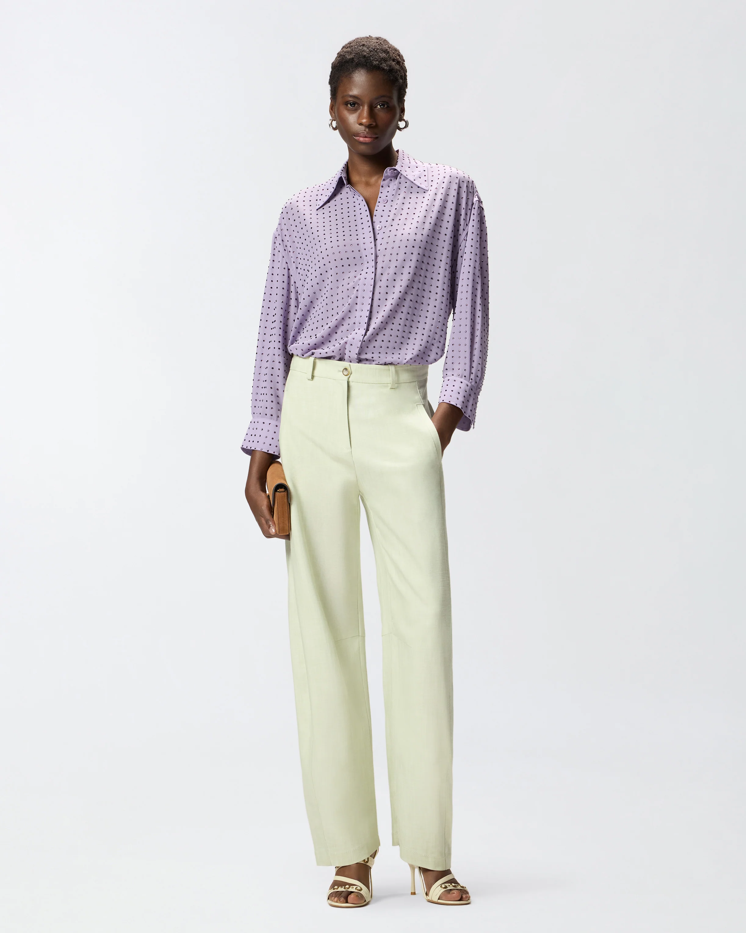 Camicia in georgette con strass - Image 2