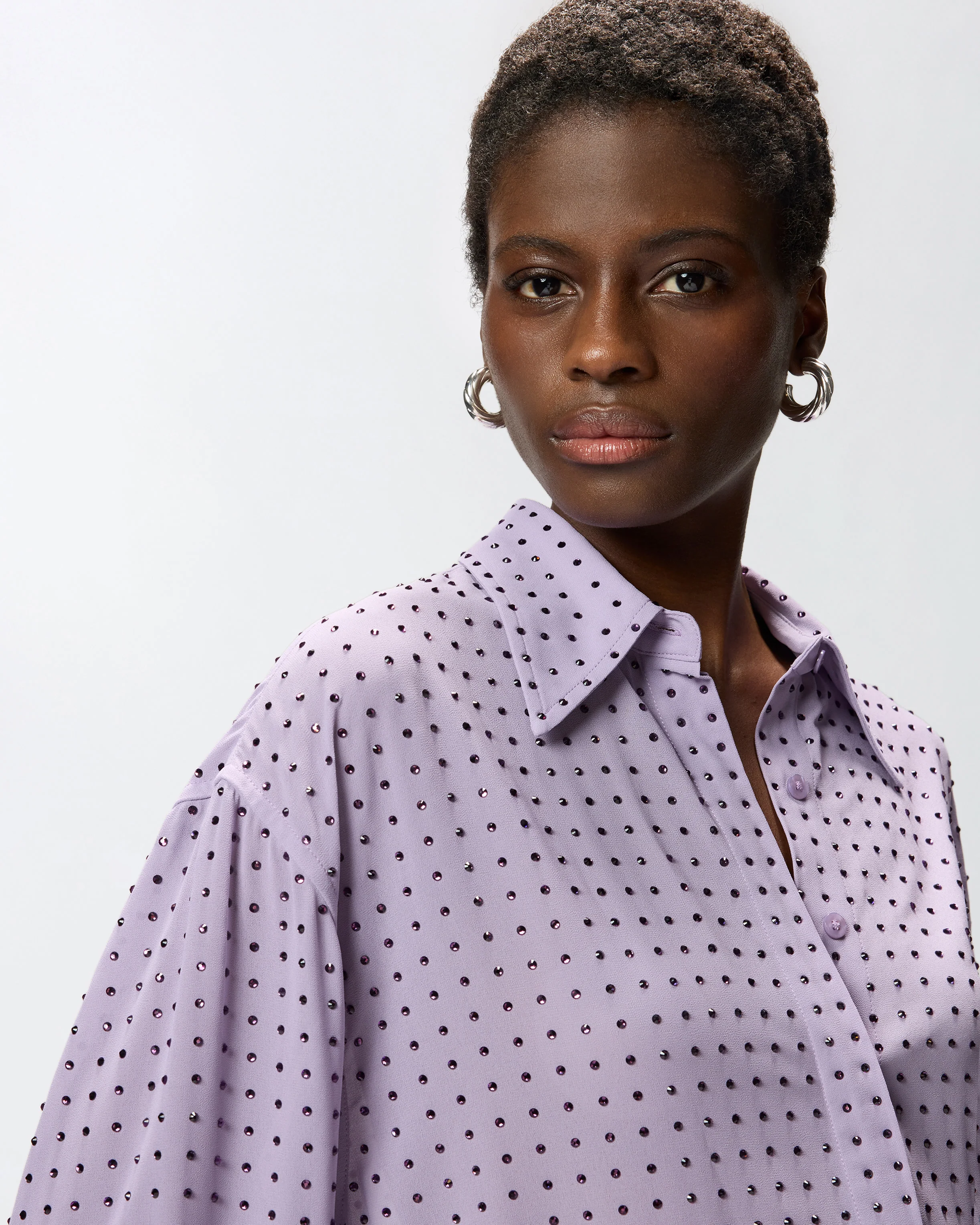 Camicia in georgette con strass - Image 4