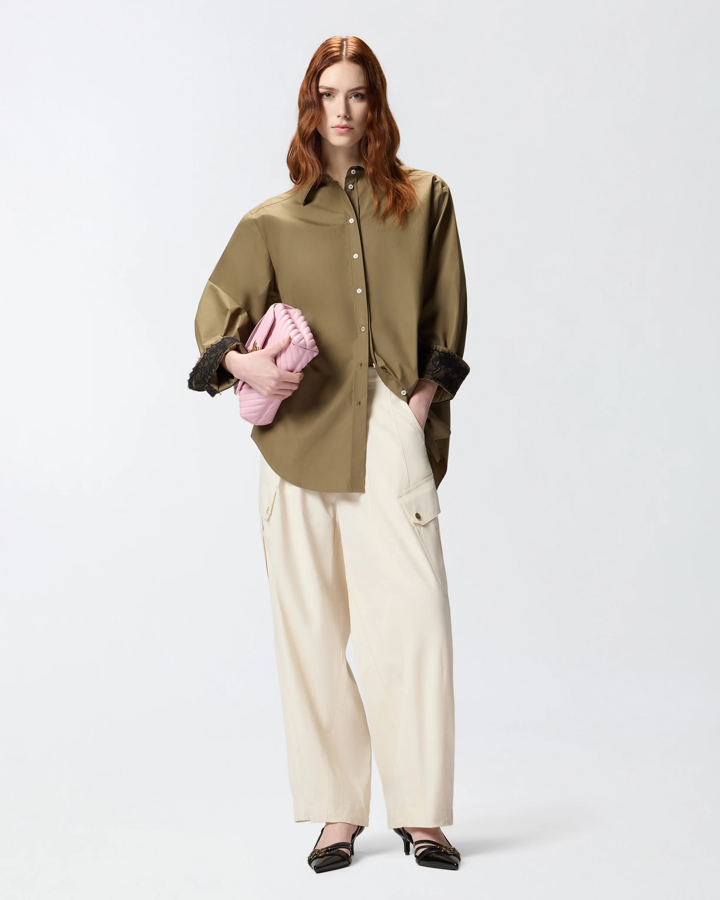 Camicia in popeline con dettagli in pizzo - Image 2