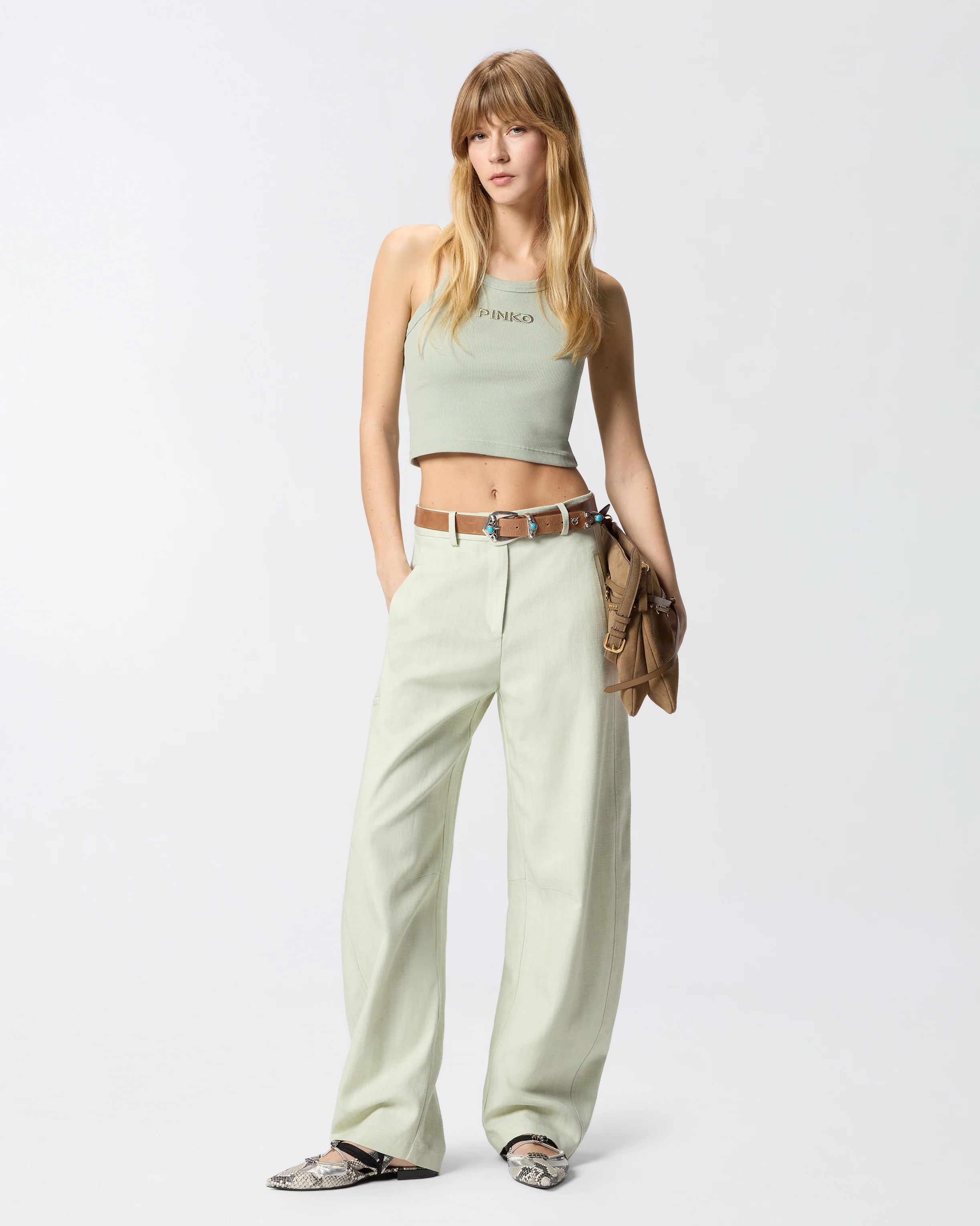 Canotta cropped con logo PINKO - Image 2