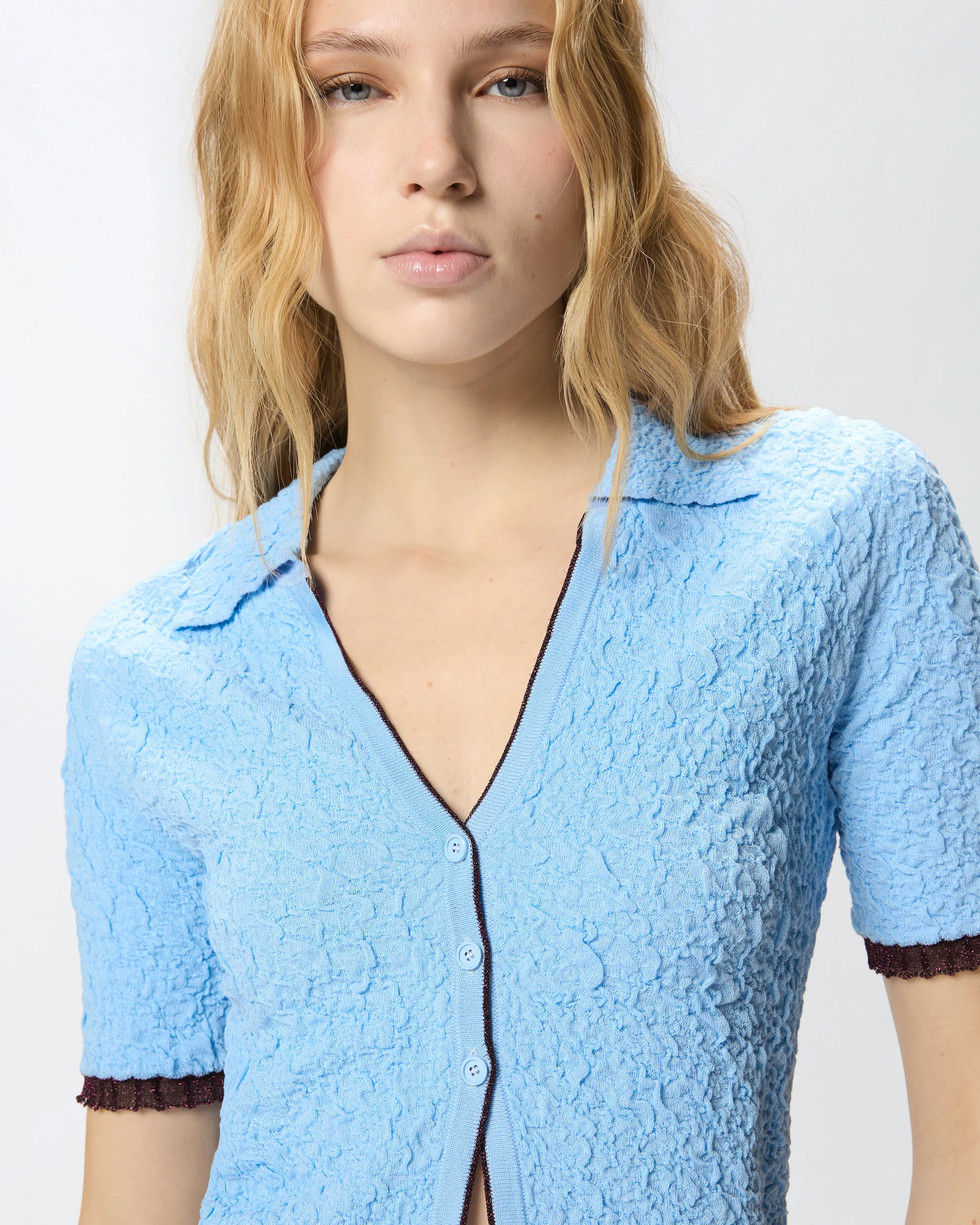 Cardigan cropped a polo jacquard - Image 4