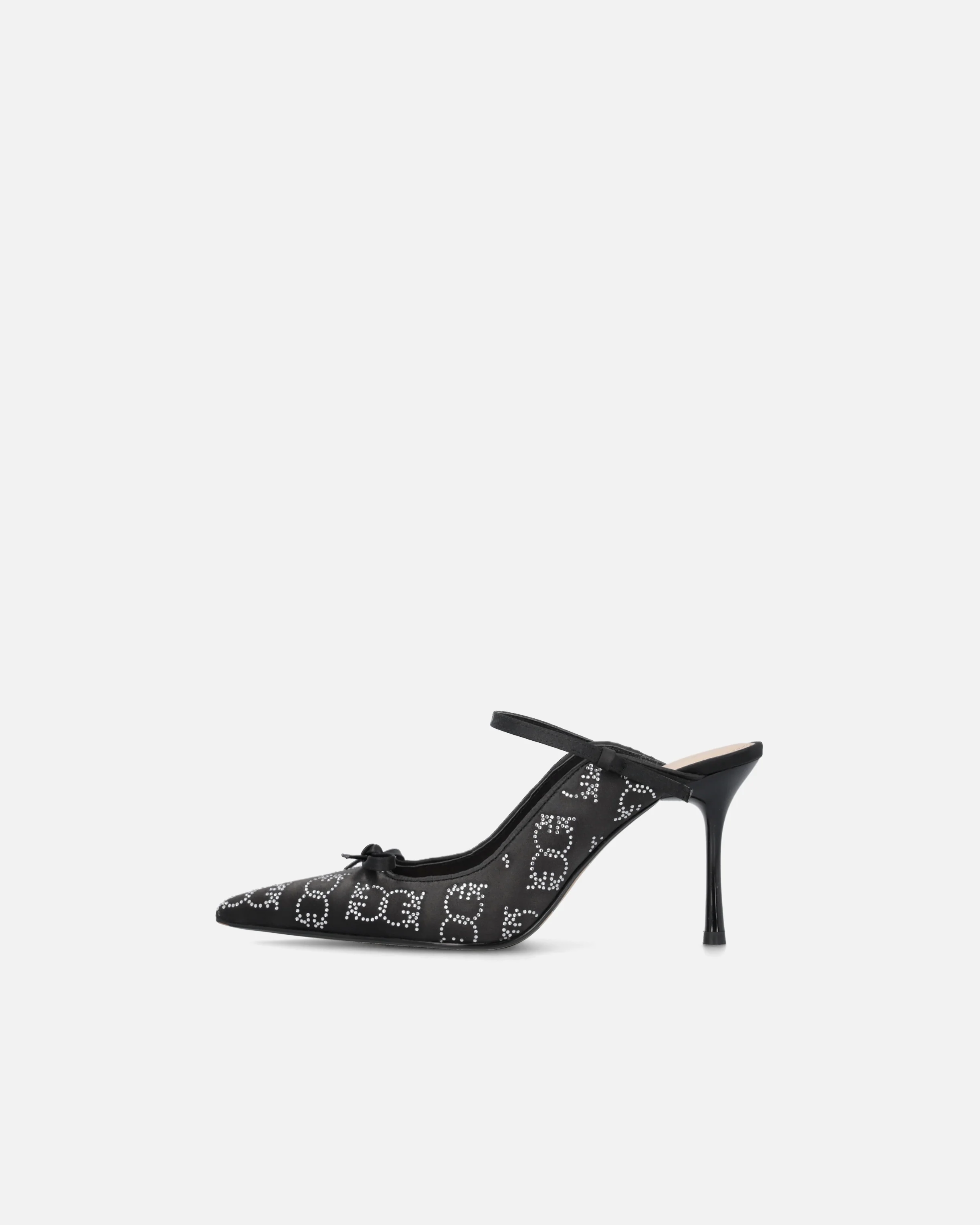 Ciabattine con tacco in satin e strass - Image 5