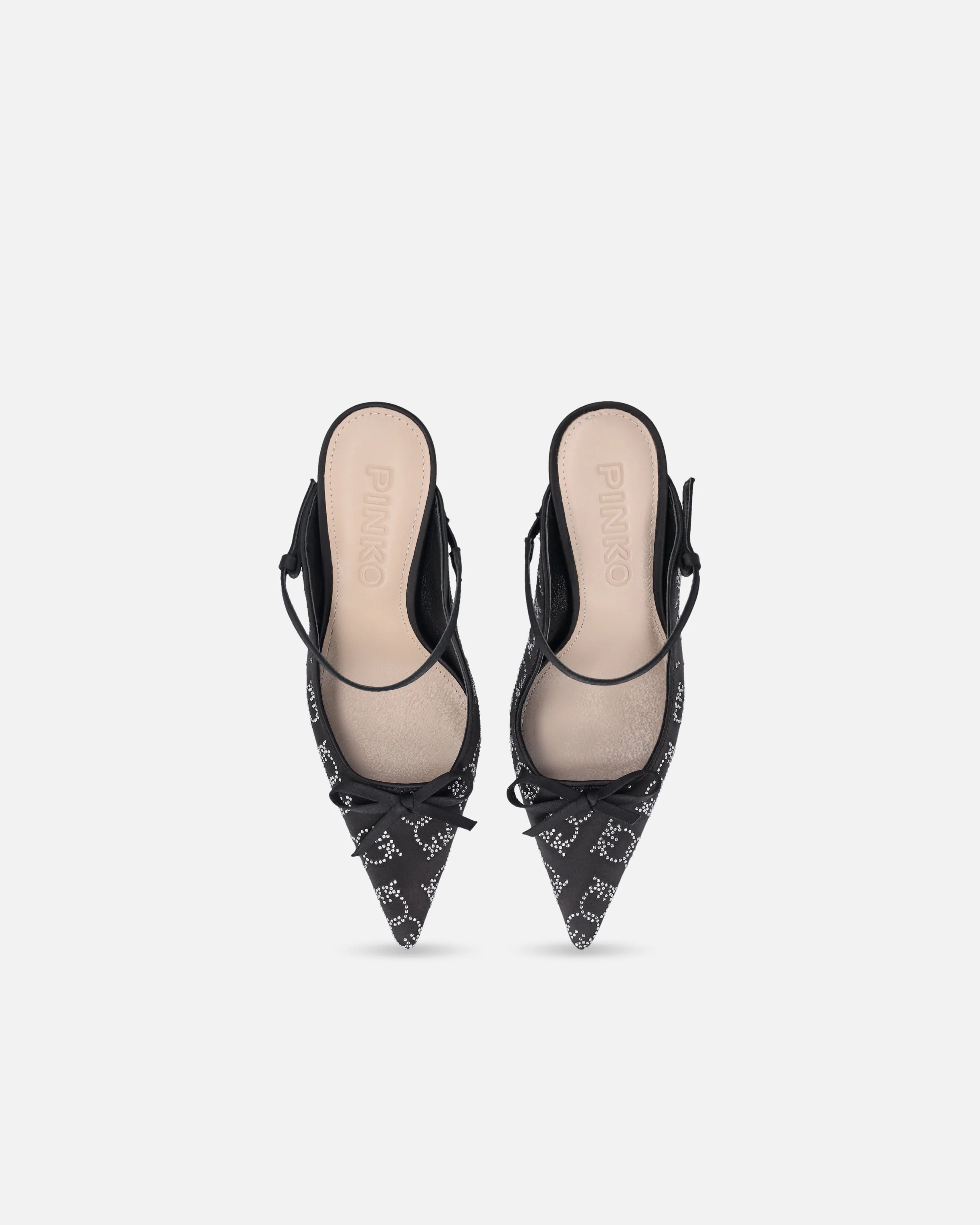 Ciabattine con tacco in satin e strass - Image 9