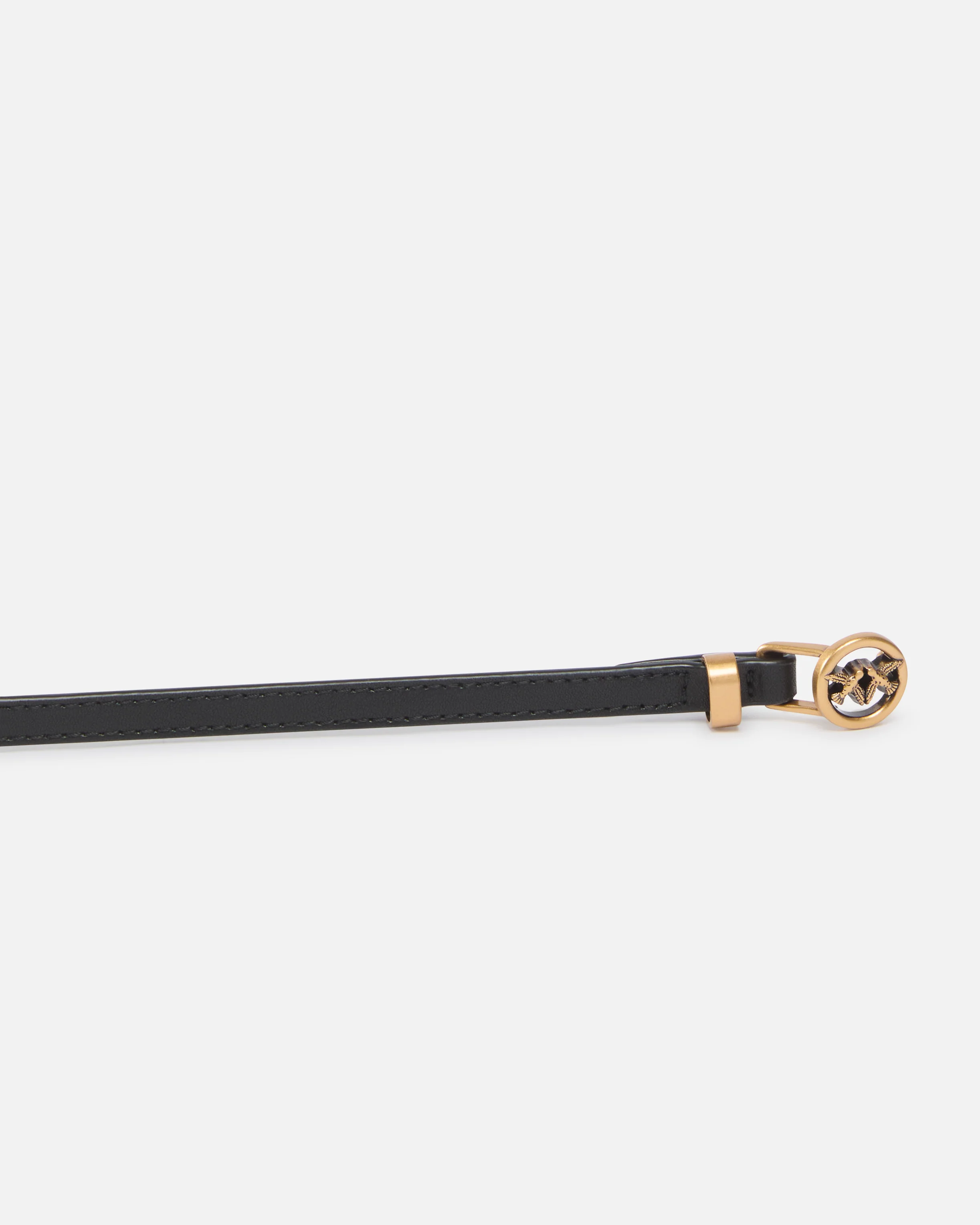 Cintura doppio giro in pelle con borchie e anelli logati 1 cm - Image 5