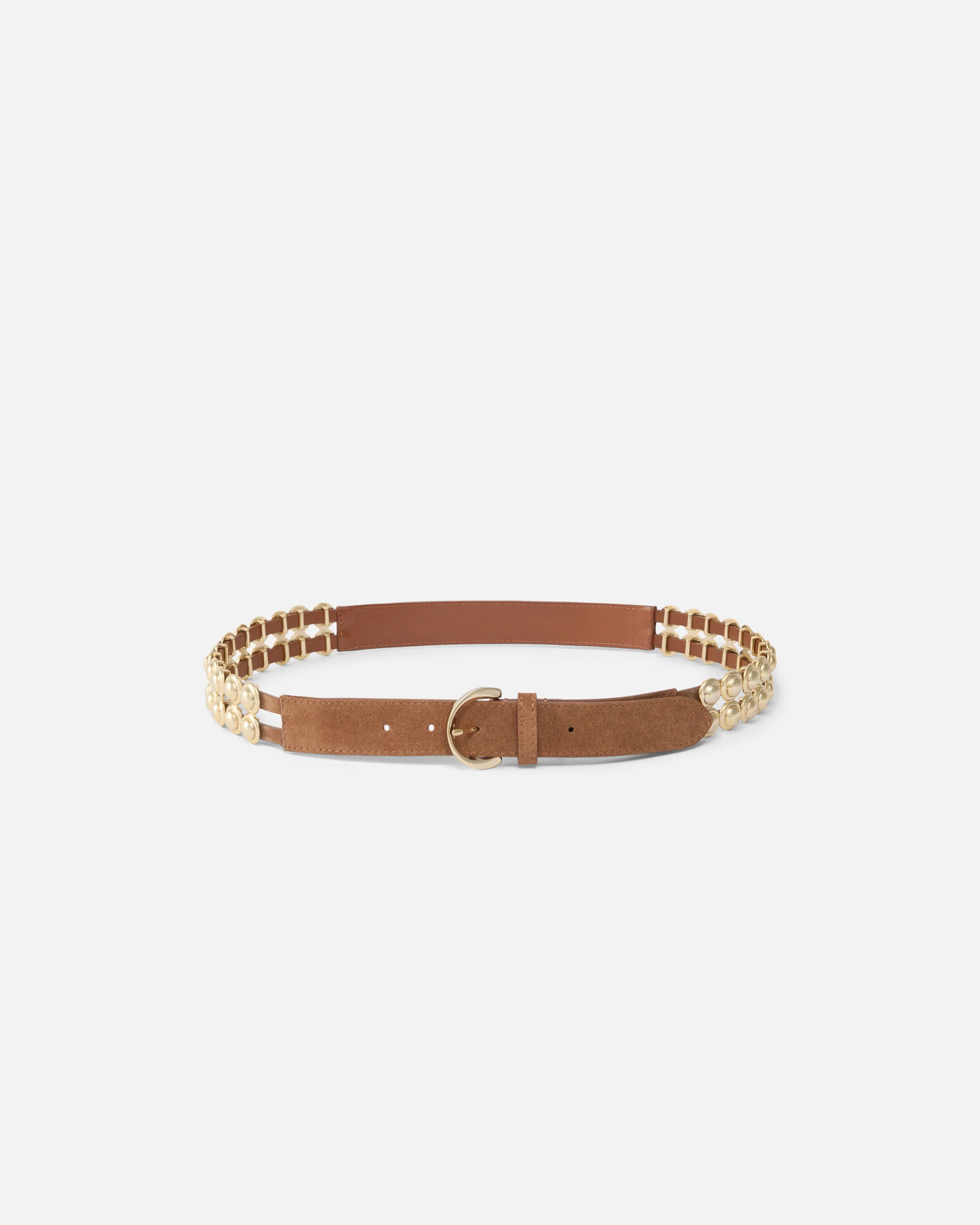 Cintura in pelle con decorazioni metalliche 3 cm