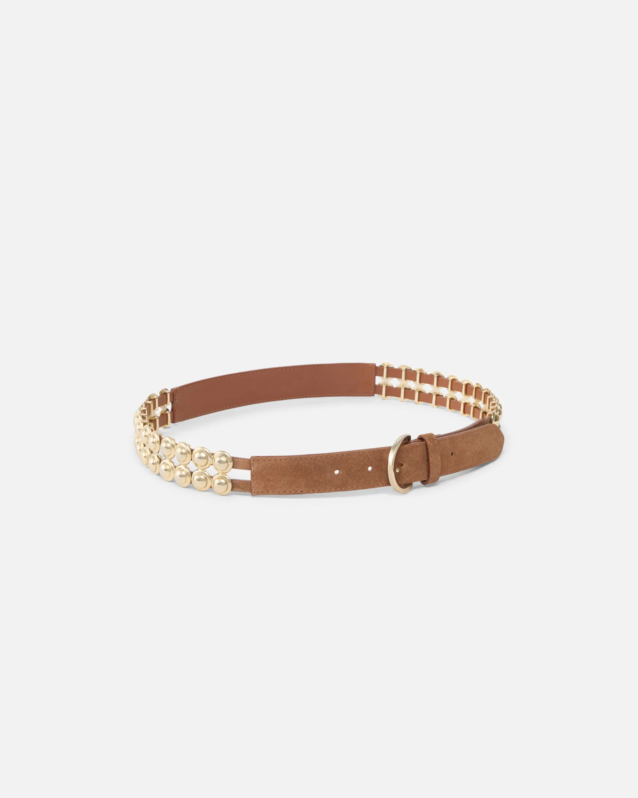 Cintura in pelle con decorazioni metalliche 3 cm - Image 2