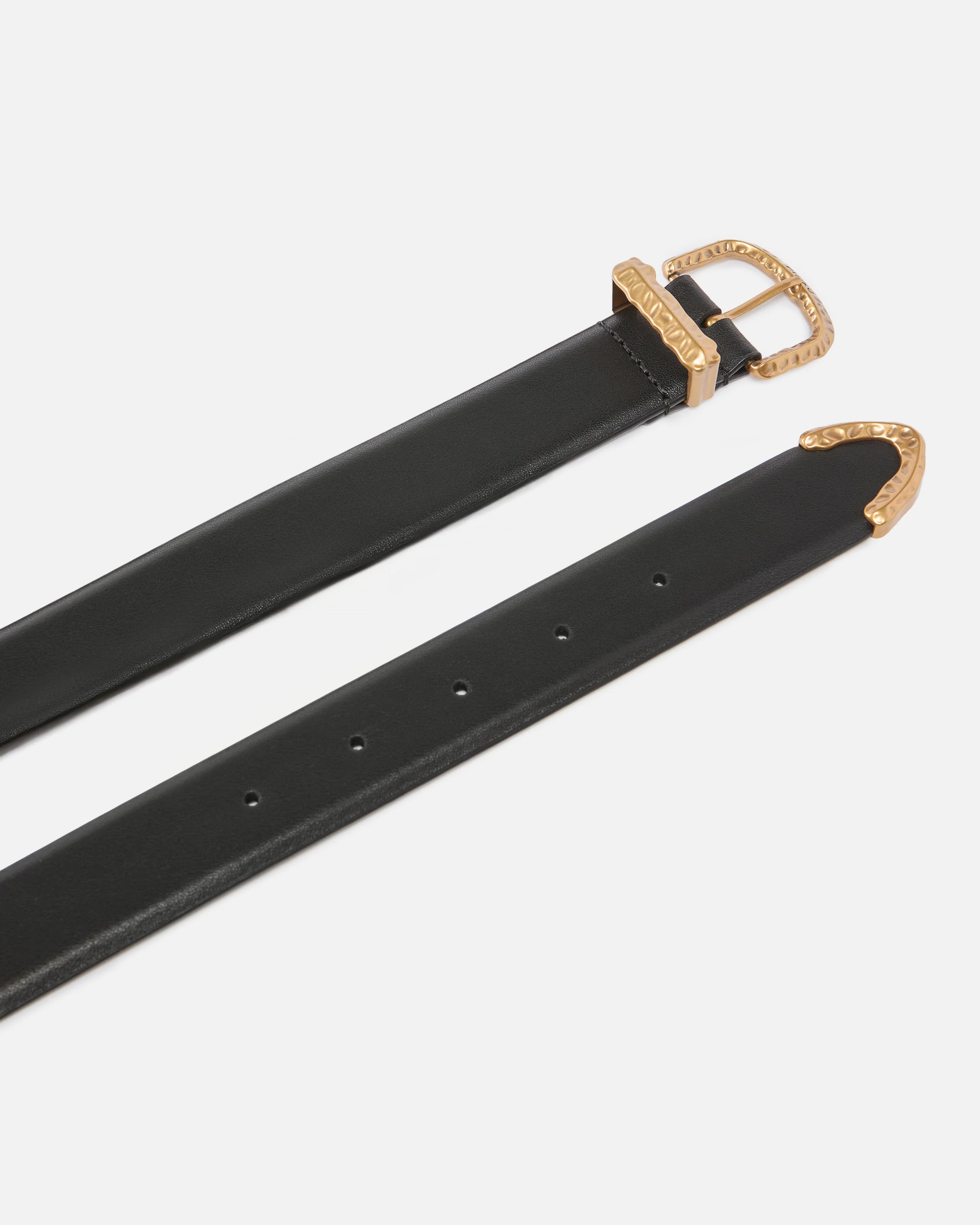 Cintura in pelle con finiture dorate 3 cm - Image 3