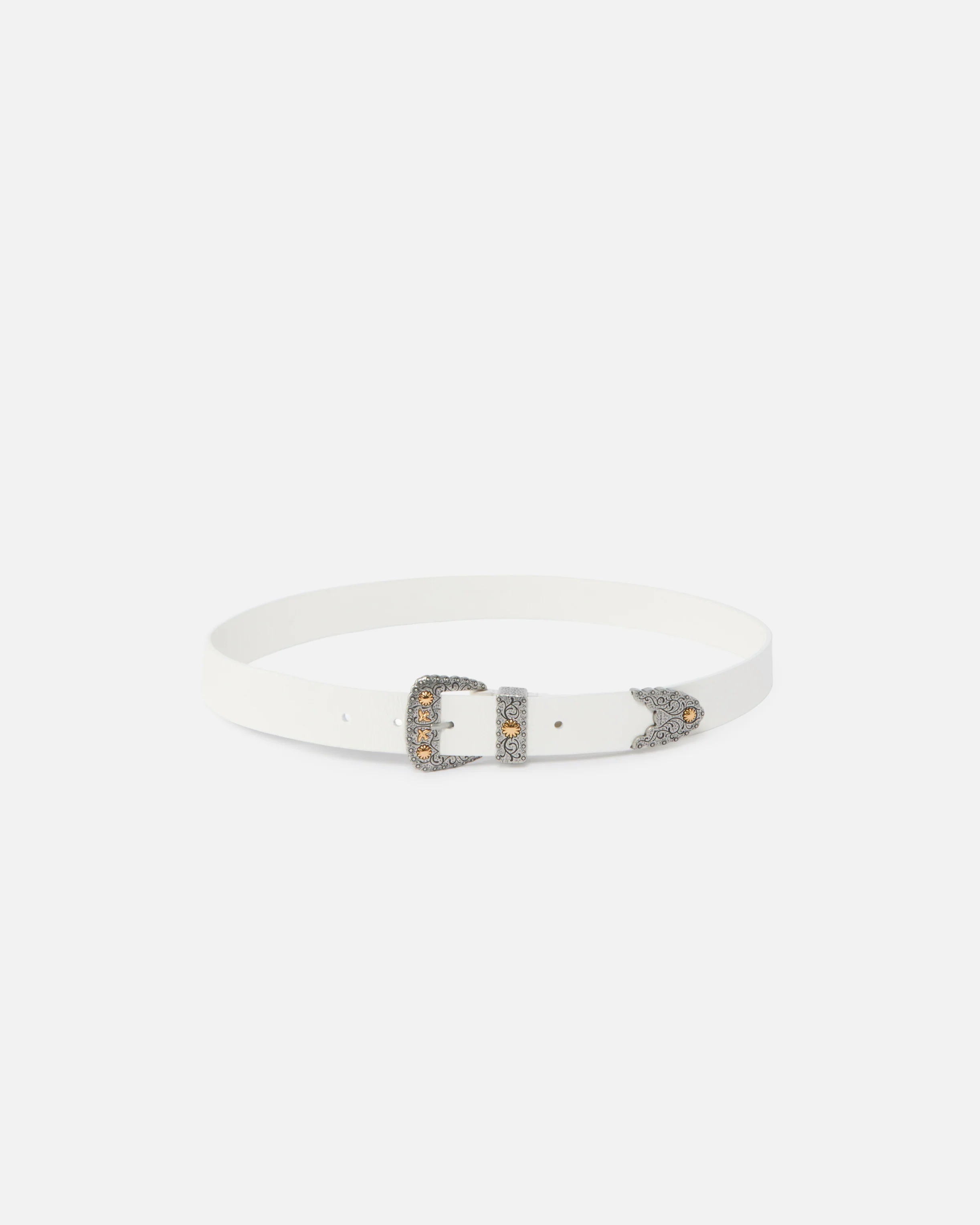 Cintura in pelle shiny con finiture metalliche 3 cm