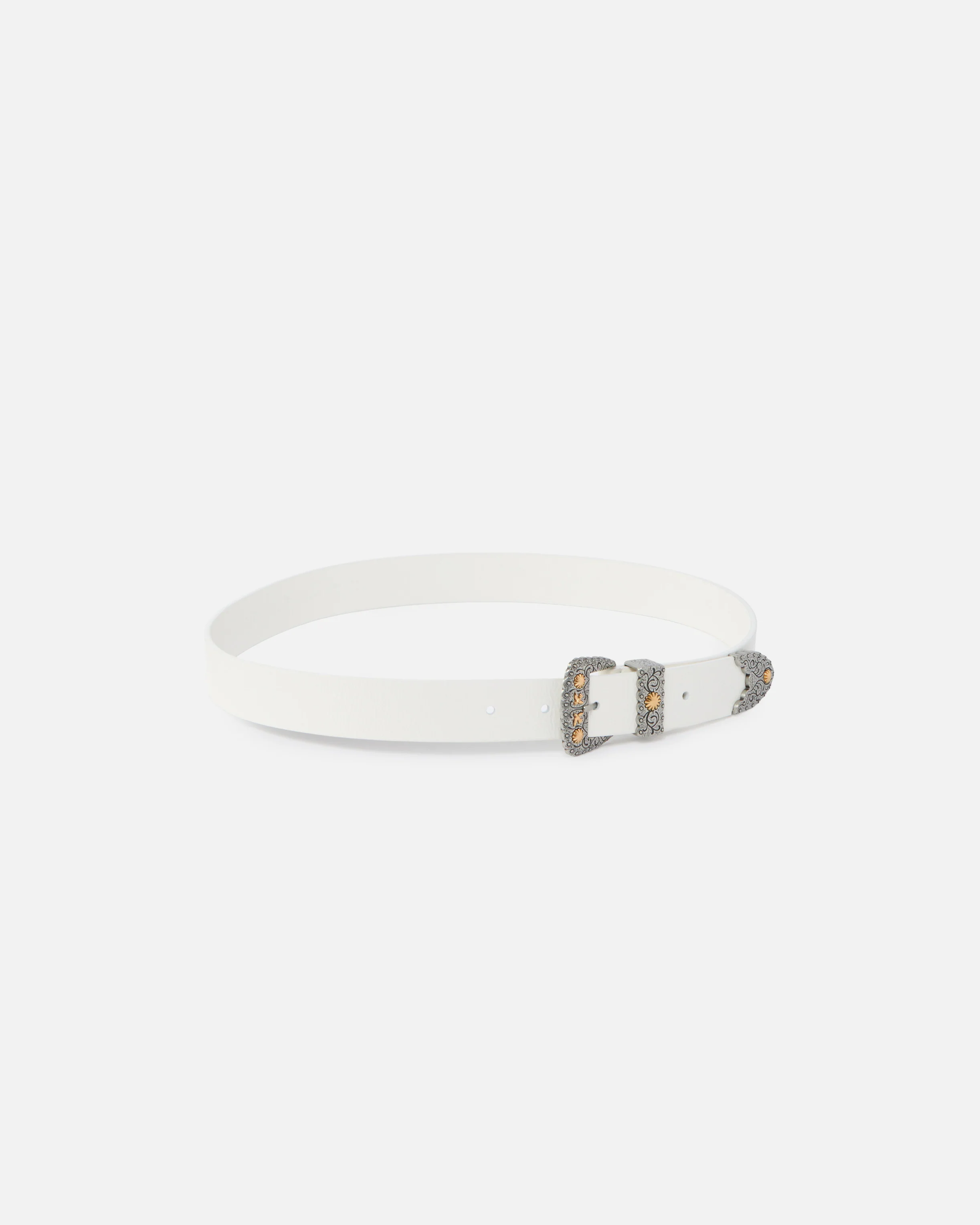 Cintura in pelle shiny con finiture metalliche 3 cm - Image 2
