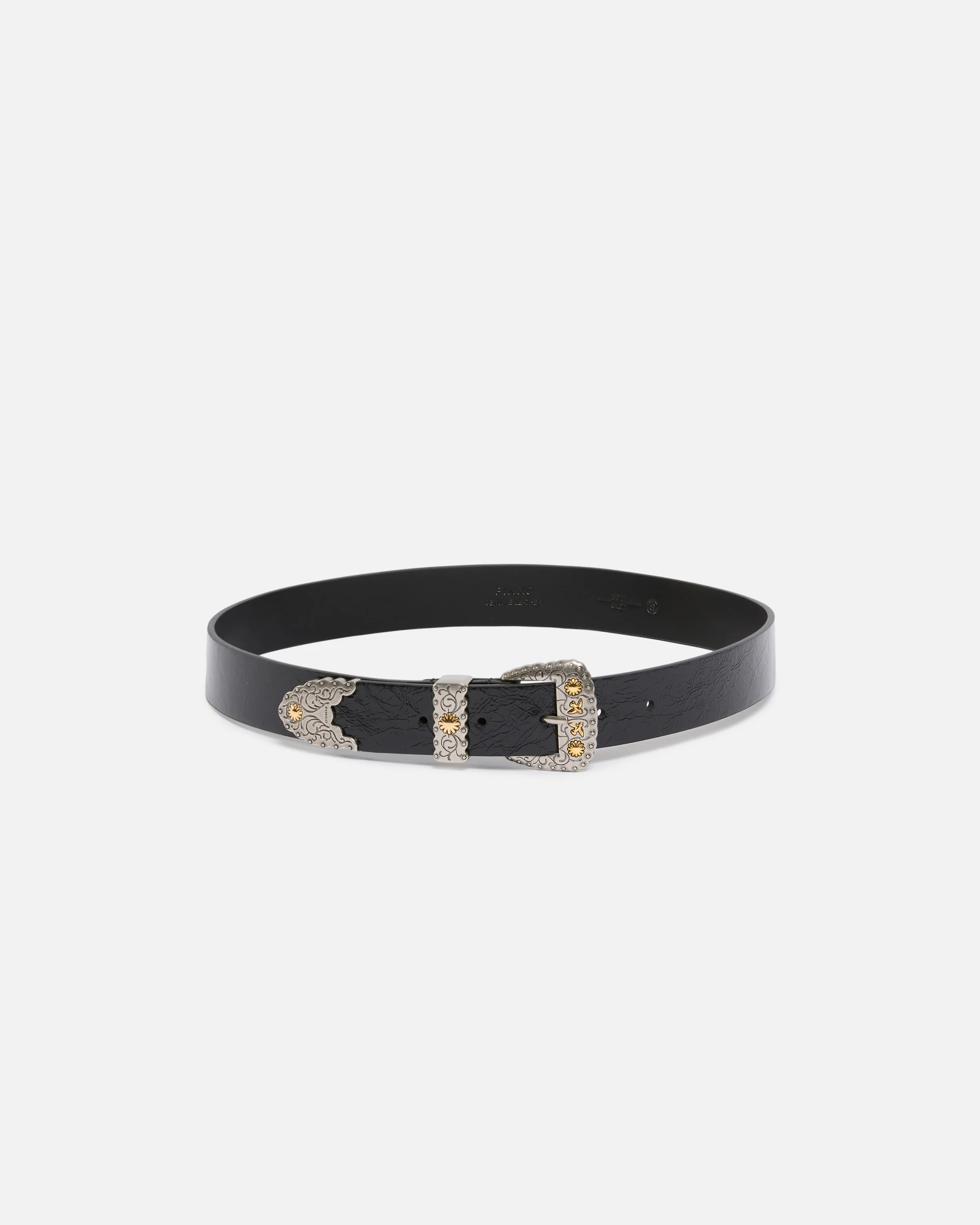 Cintura in pelle shiny con finiture metalliche 3 cm