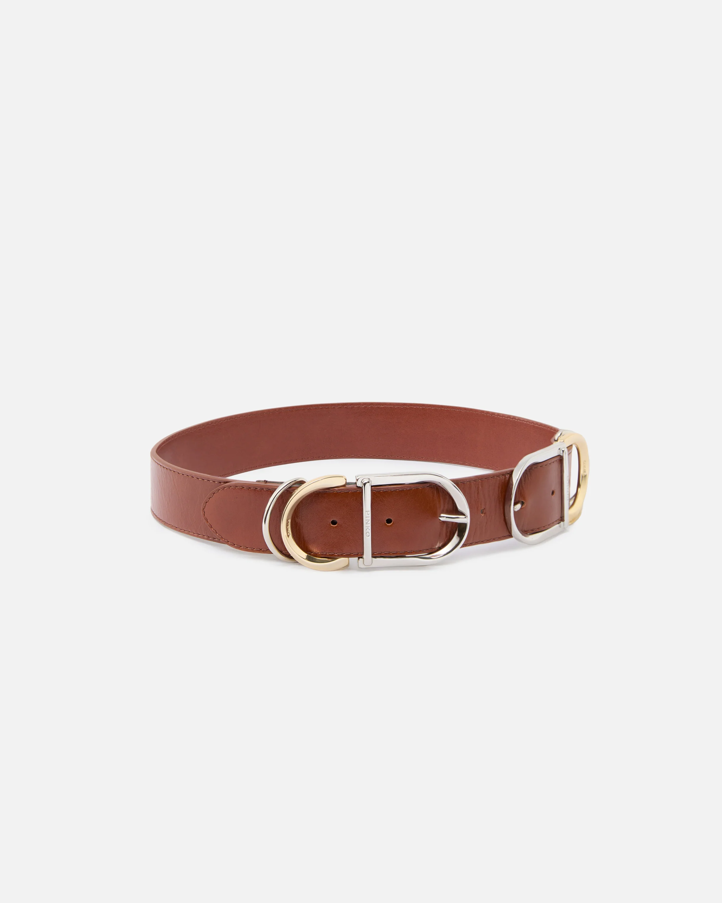 Cintura in pelle shiny con passanti metallici 4 cm - Image 2
