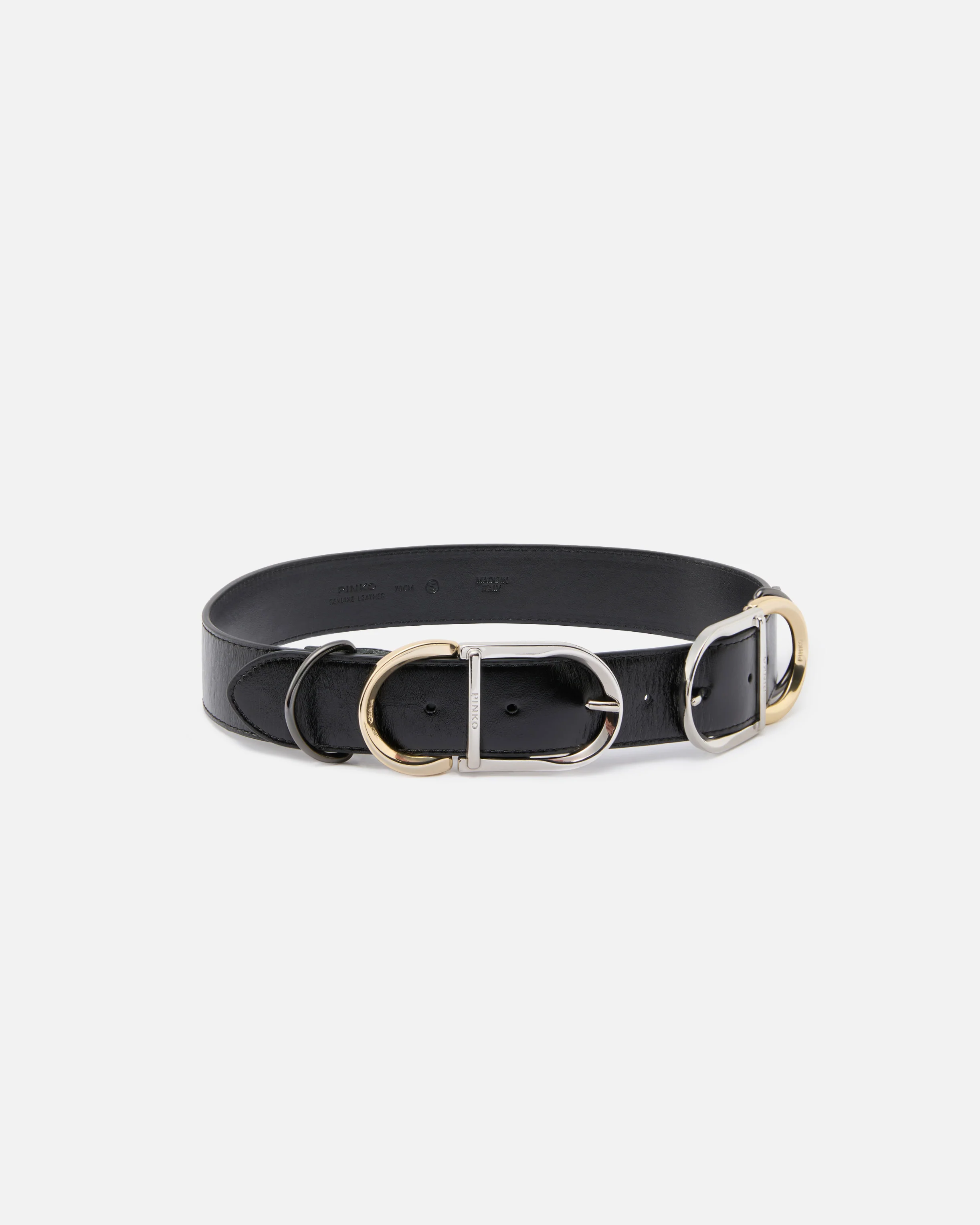 Cintura in pelle shiny con passanti metallici 4 cm - Image 2